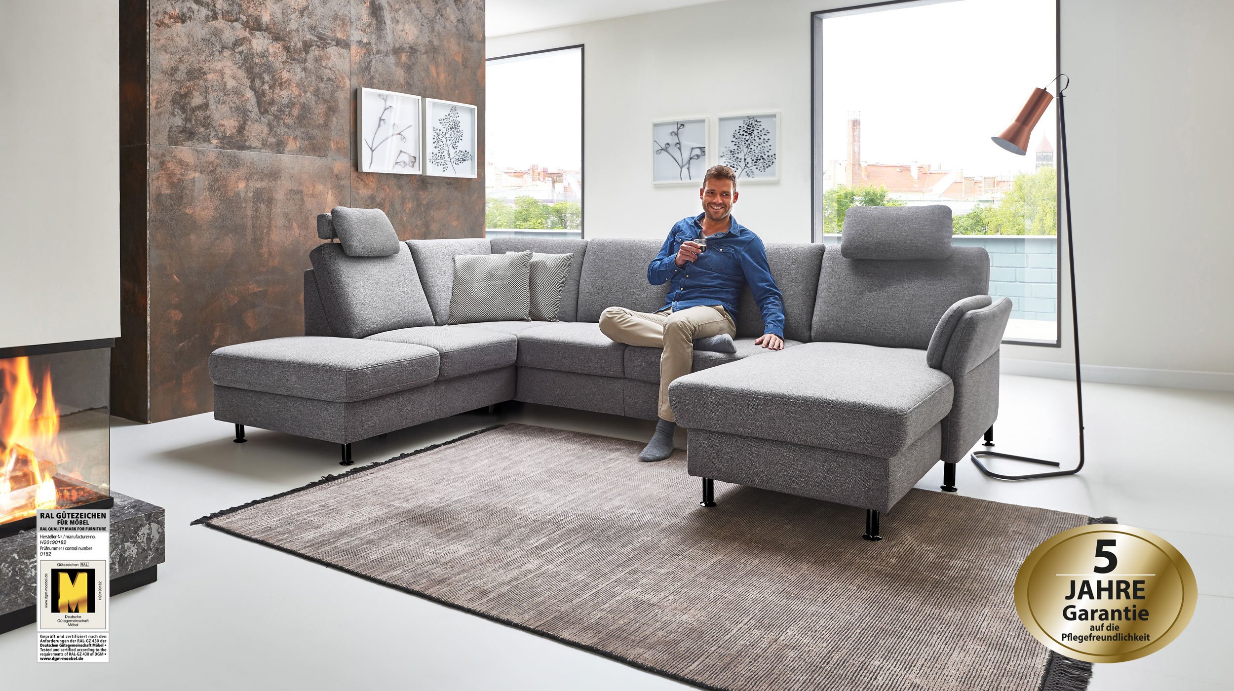 Couchliebe® Wohnlandschaft planbar - unica steel - Premium Version - LAVADA