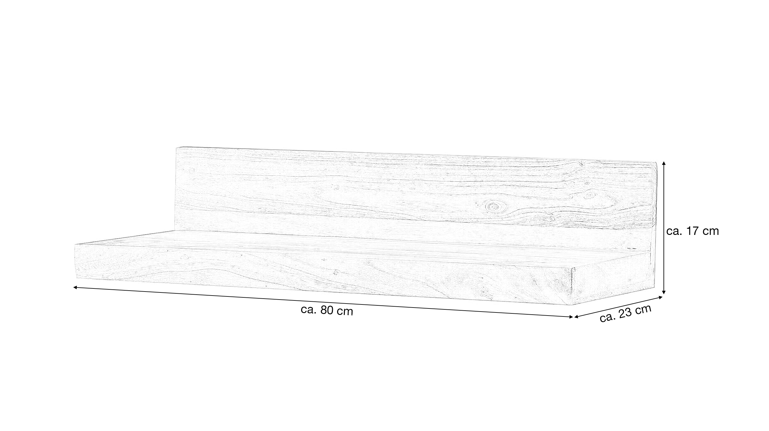 Wandboard Sheesham massiv gebeizt - 80 cm - MIKKEL