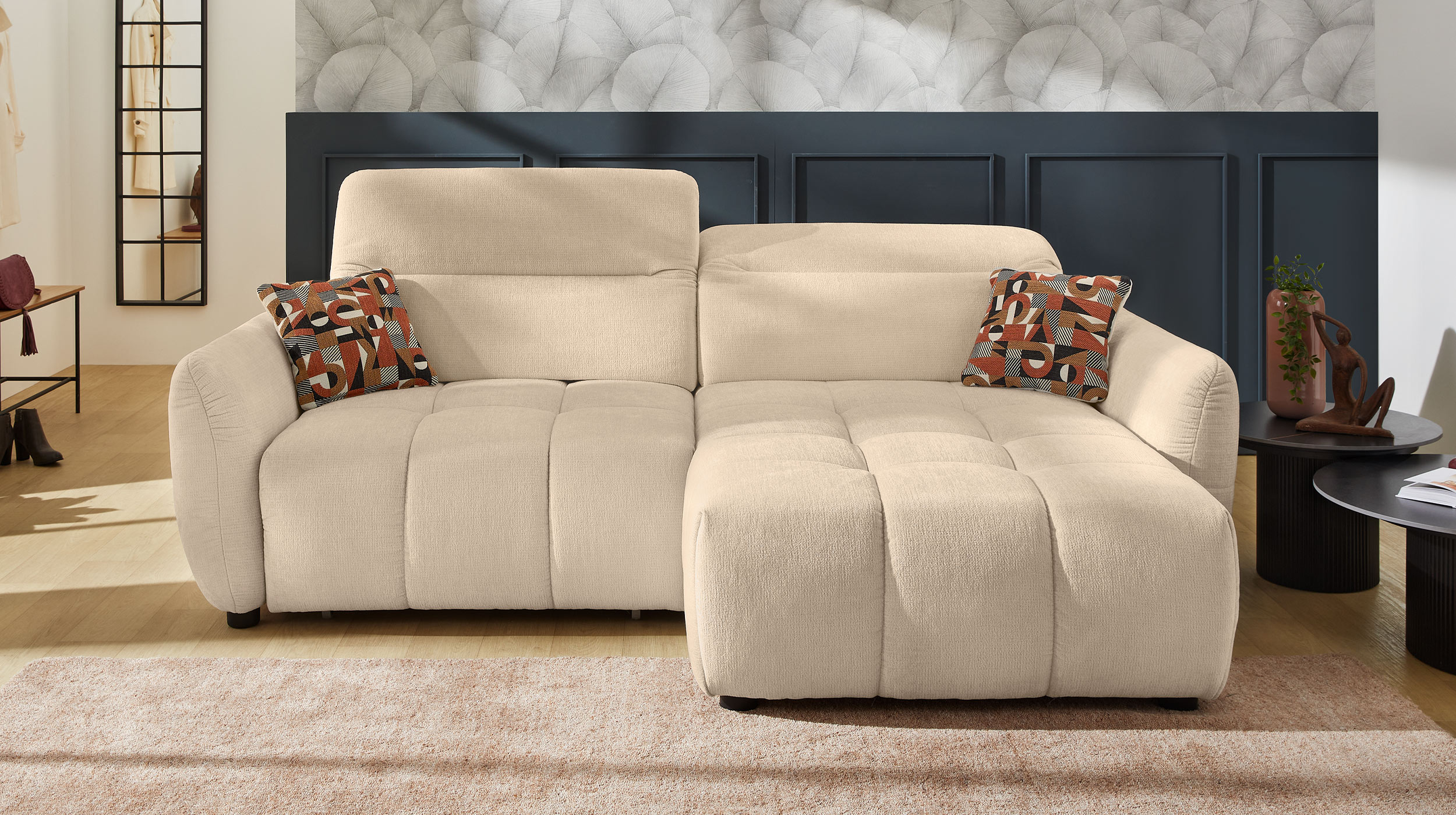 Ecksofa elektrisch ausfahrbar - Relaxfunktion beige 260 cm - ZOOM