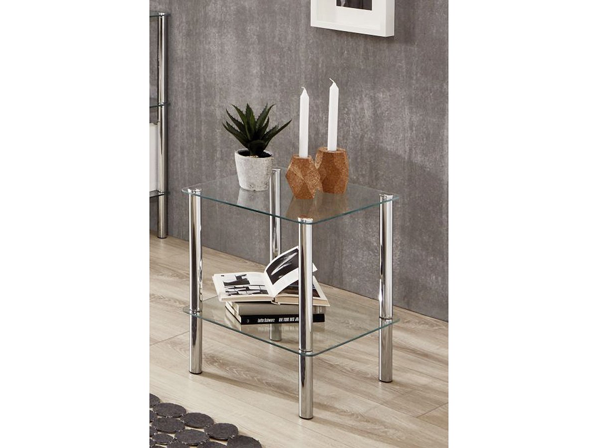 Beistelltisch chrom - Glas - quadratisch - 39 x 47 cm - EMDEN