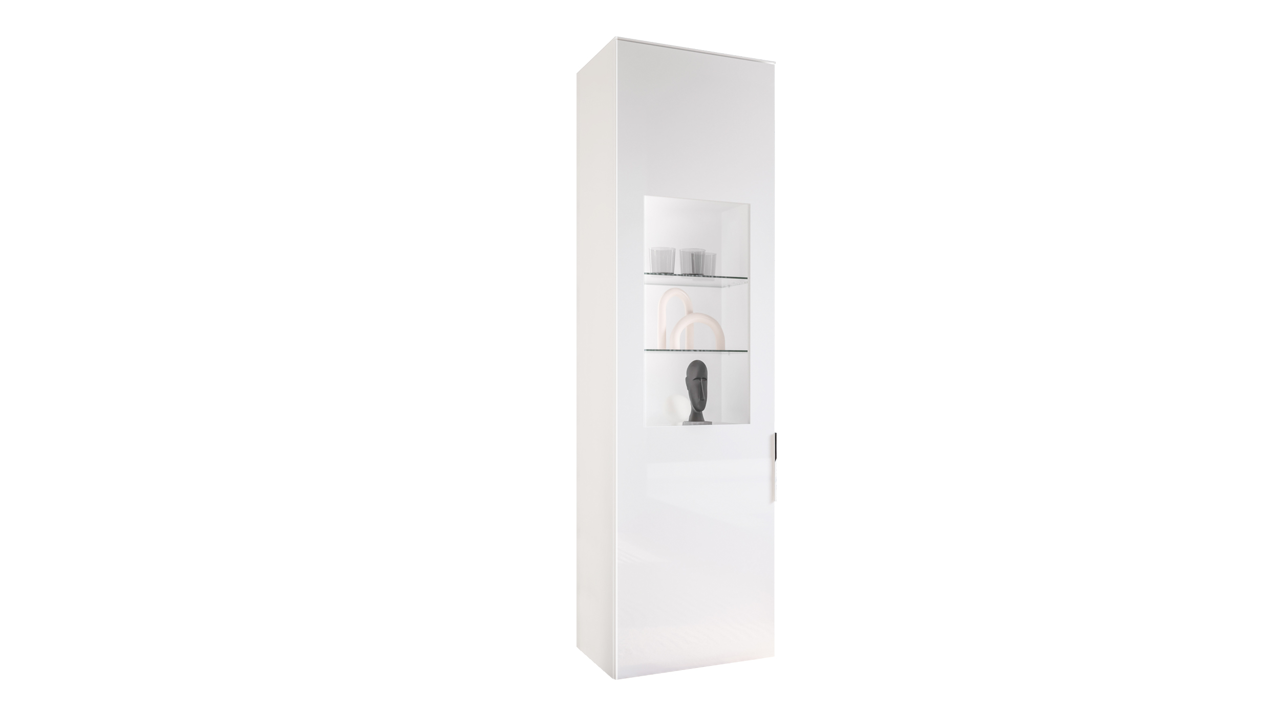 Vitrine mit Beleuchtung weiß - Glasfront - Breite 55 cm - SANTORIN