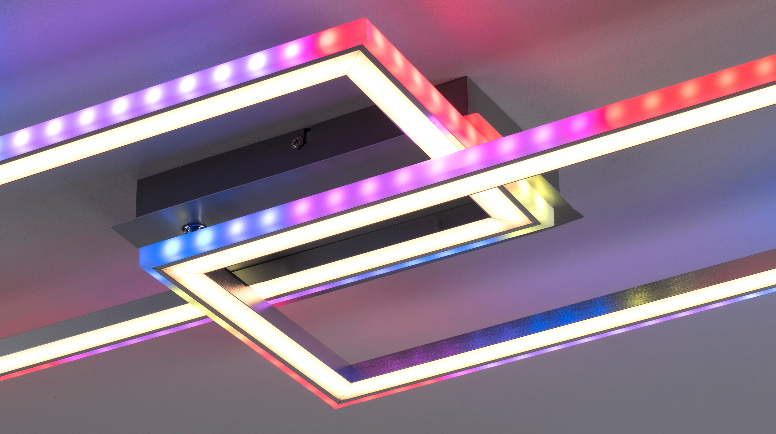 Deckenleuchte LED stahlfarben 121 cm mit RGB-Farbwechsel - FELIX