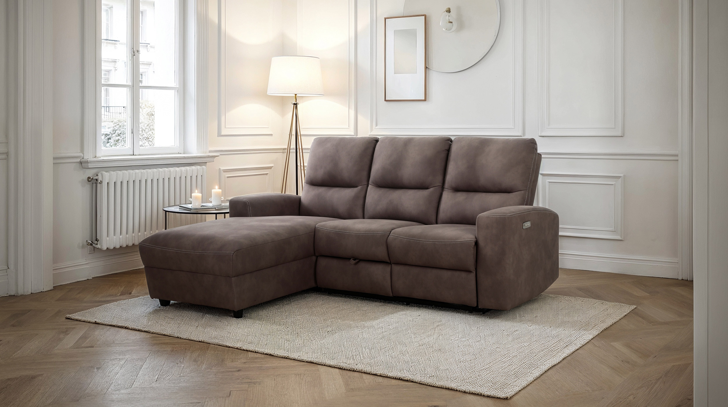 Ecksofa braun 216 x 156 cm mit Relaxfunktion Federkern - PALINA