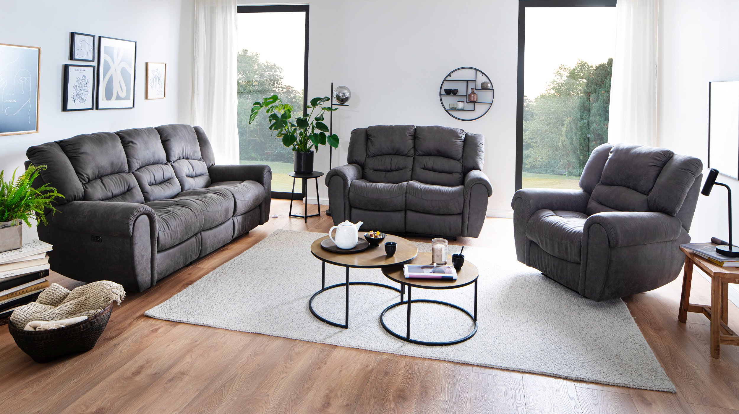 Fernsehsessel Relaxsessel Microfaser grau - PABLO