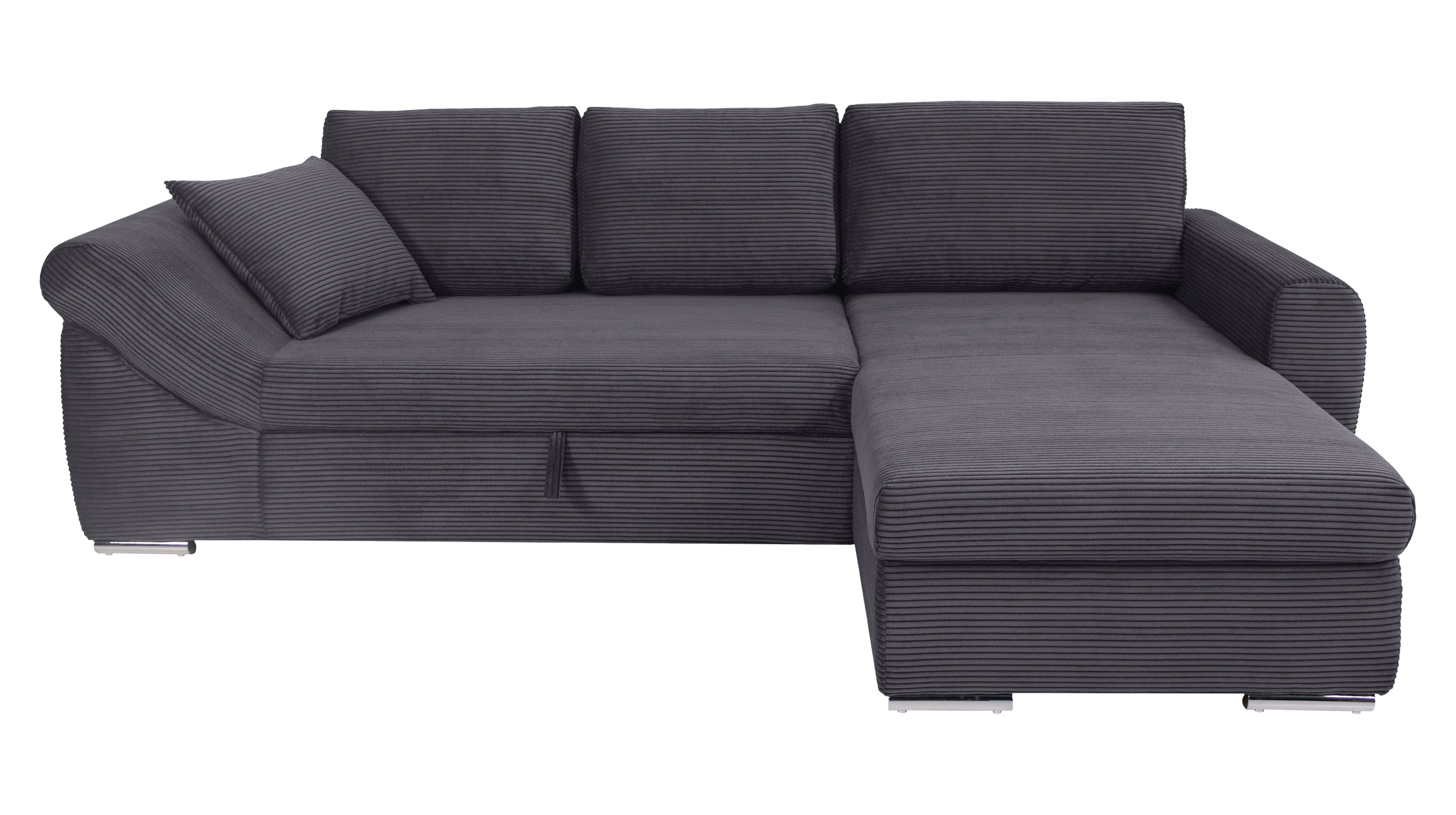 Ecksofa Schlaffunktion Bettkasten anthrazit Cord - RAMONA
