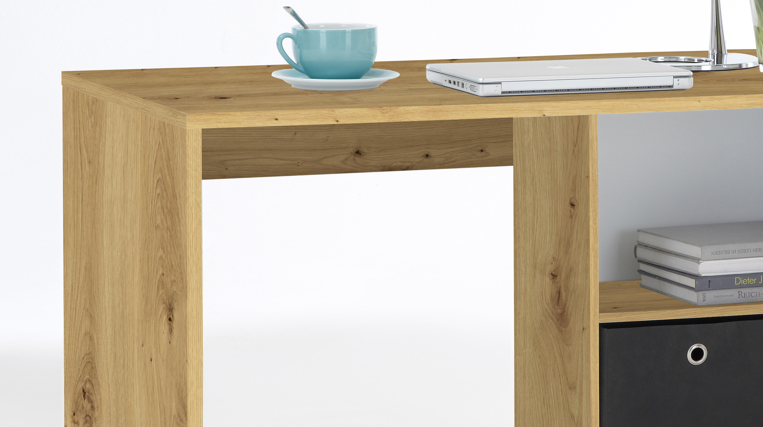 Eck-Schreibtisch weiß Artisan Eiche 136 cm - LEXO