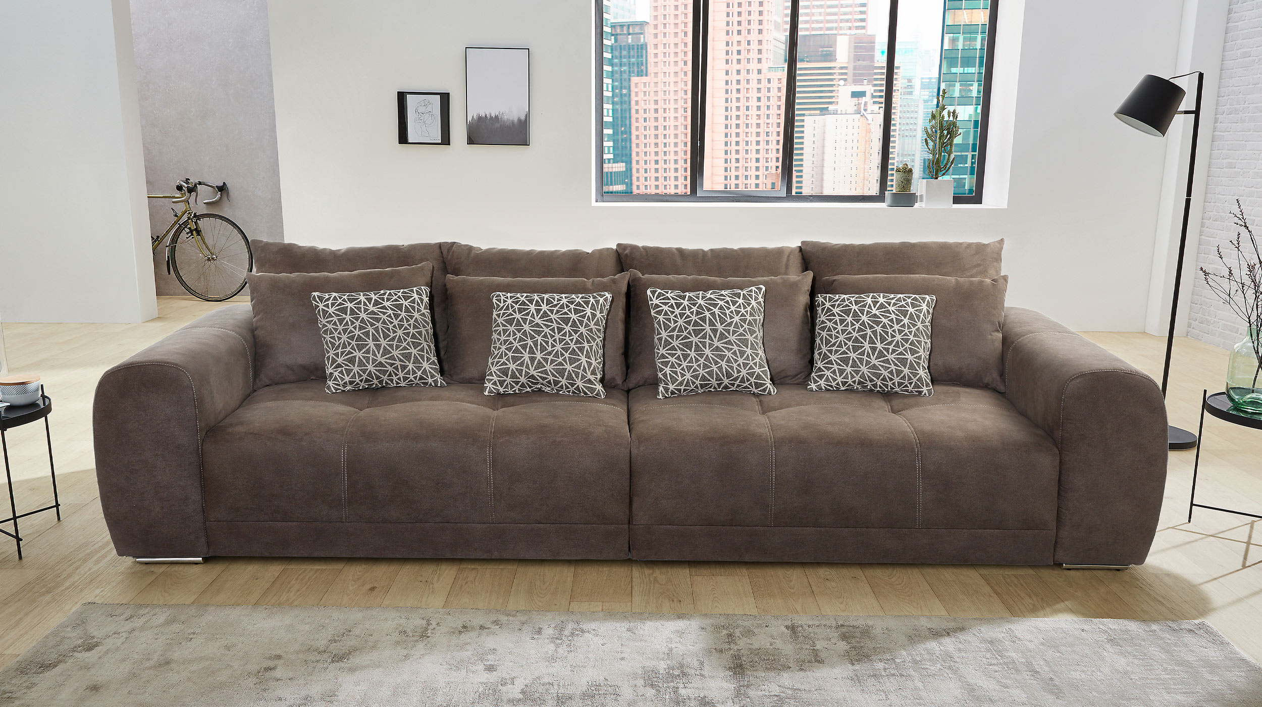 Big Sofa mit Federkern braun 306 x 134 cm - MOLDAU