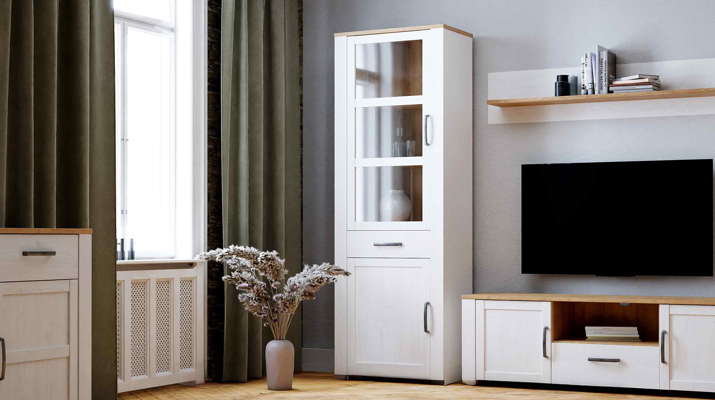 Vitrine mit Glastür Sibiu Lärche - Eiche - Breite 72 cm - BOHOL