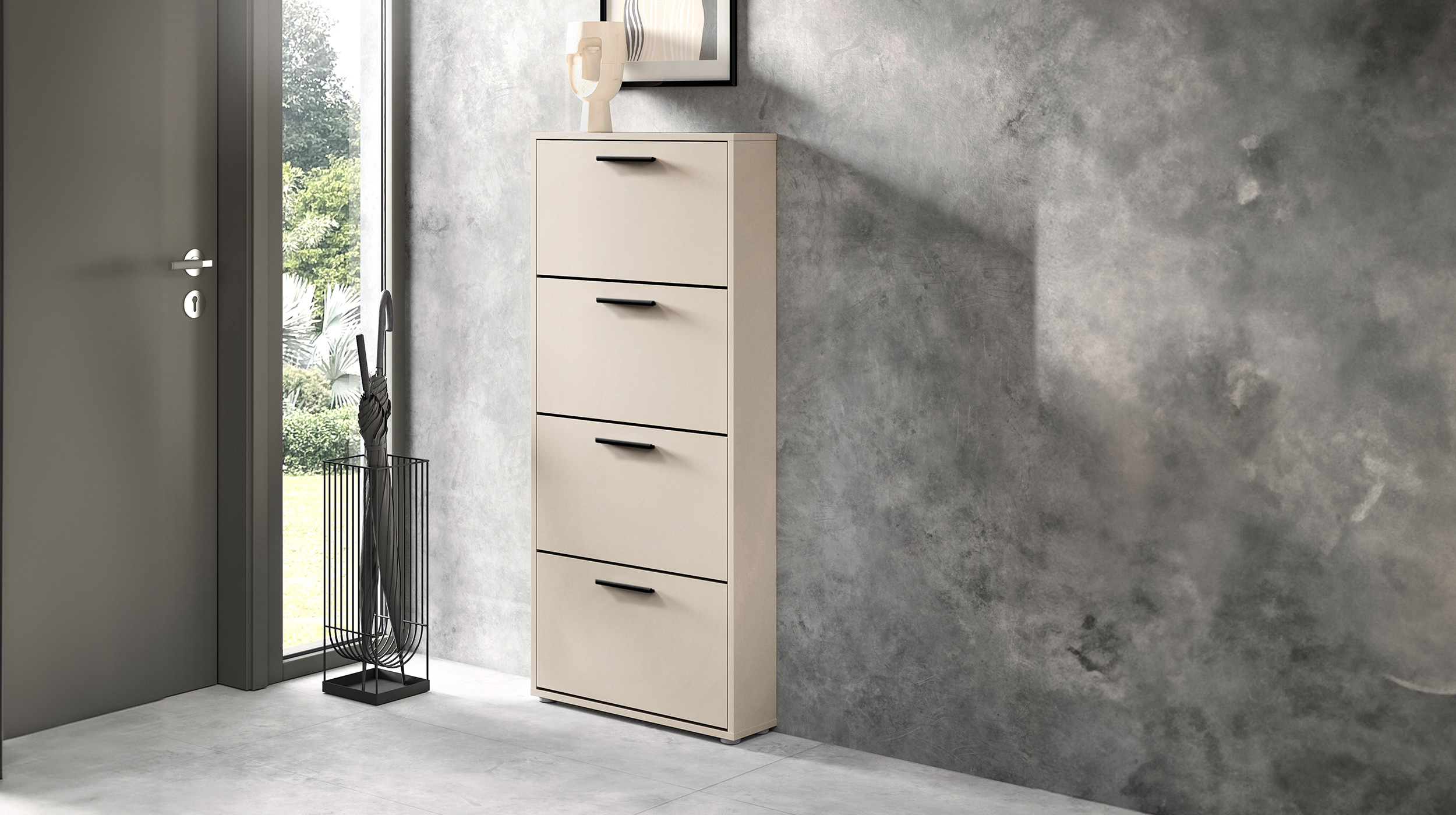 Schuhschrank beige 4-türig 59 x 136 cm - SAMMY