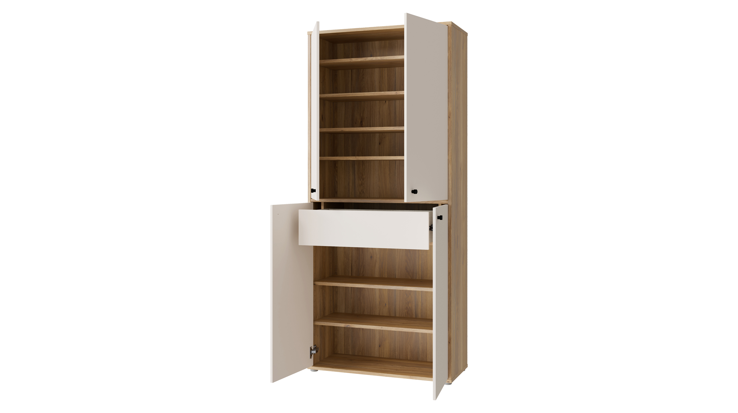 Schuhschrank weiß Artisan Eiche 84 x 191 cm - KENDRAY