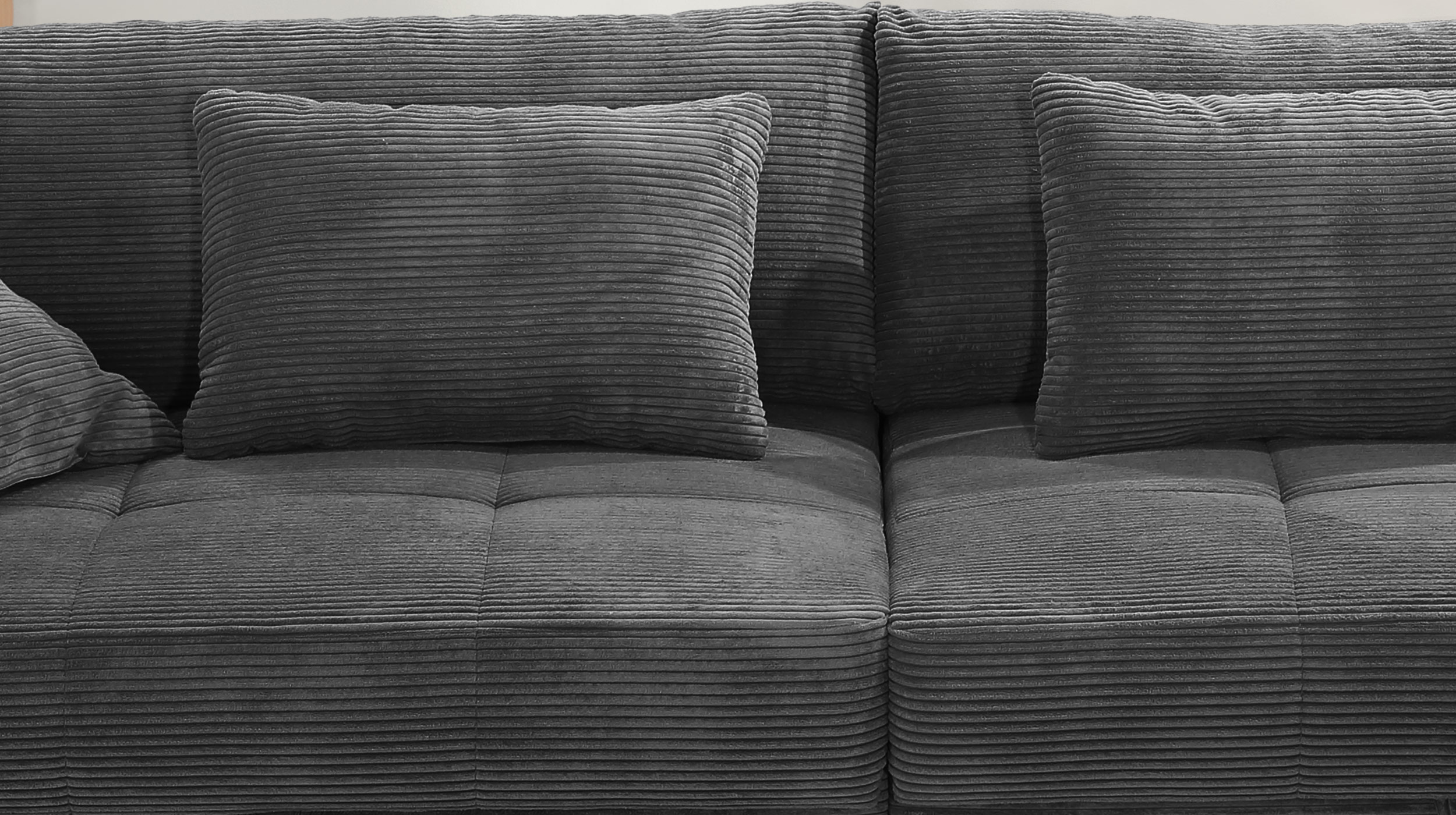 Big Sofa mit Bettkasten Cord grau 284 cm - BELSANO