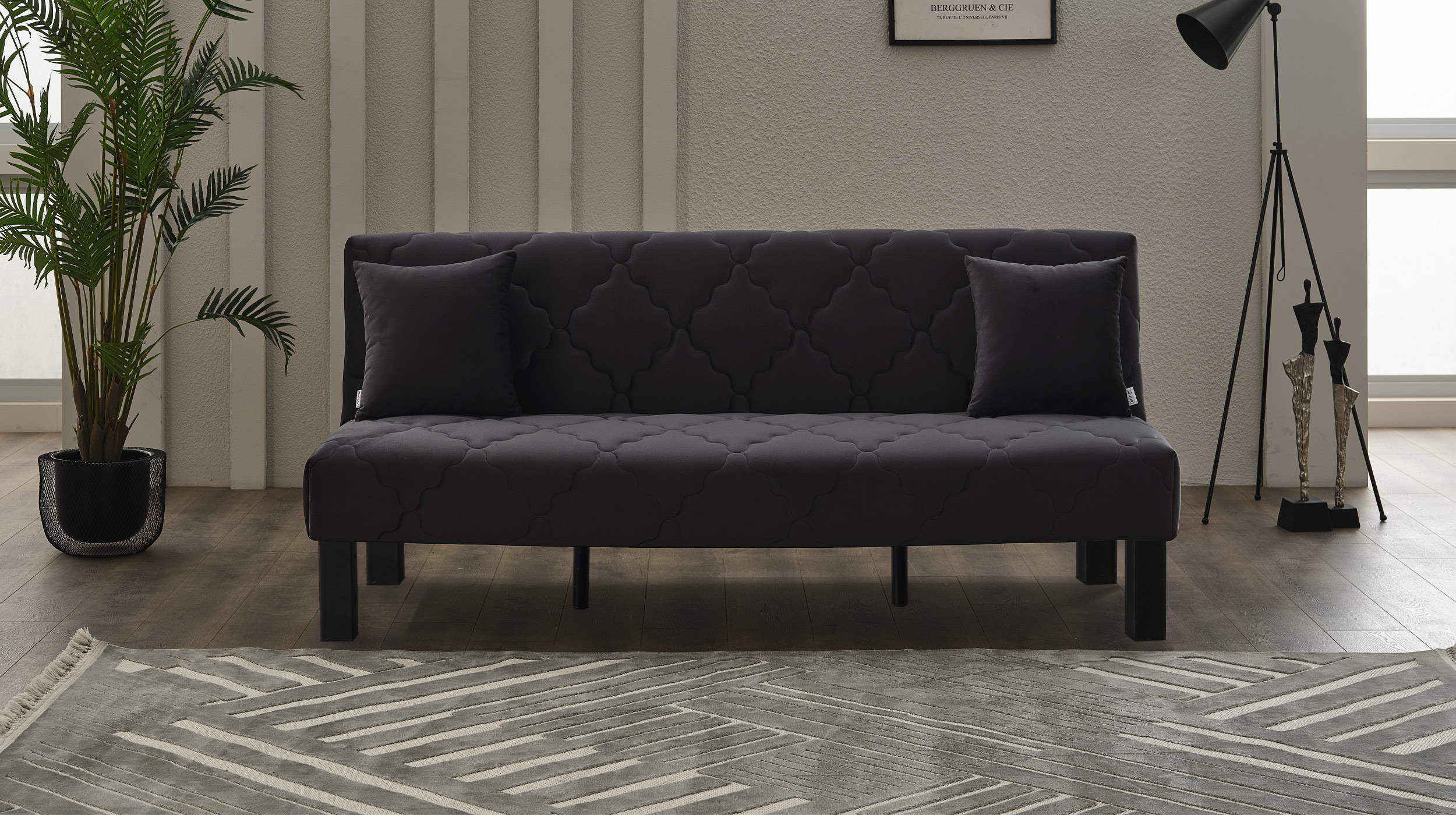 Einzelsofa 3-Sitzer anthrazit Schlaffunktion - 190 cm - MEXICO