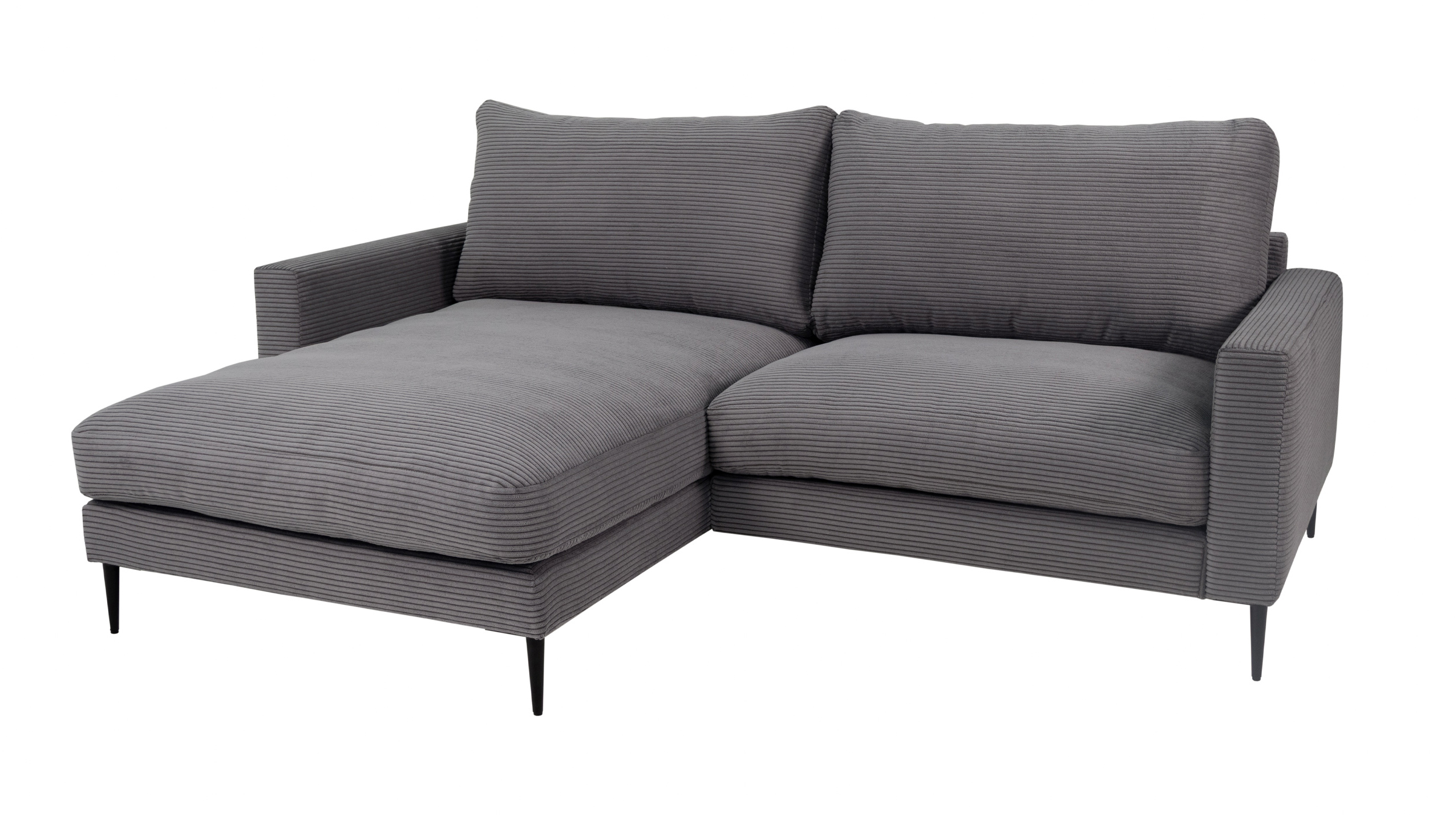 Ecksofa Cord grau 220 x 164 cm - OT links - NORDVIK