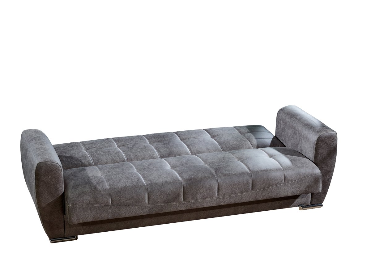 Schlafsofa grau Bettkasten ausziehbar Federkern 229 cm - OSMA