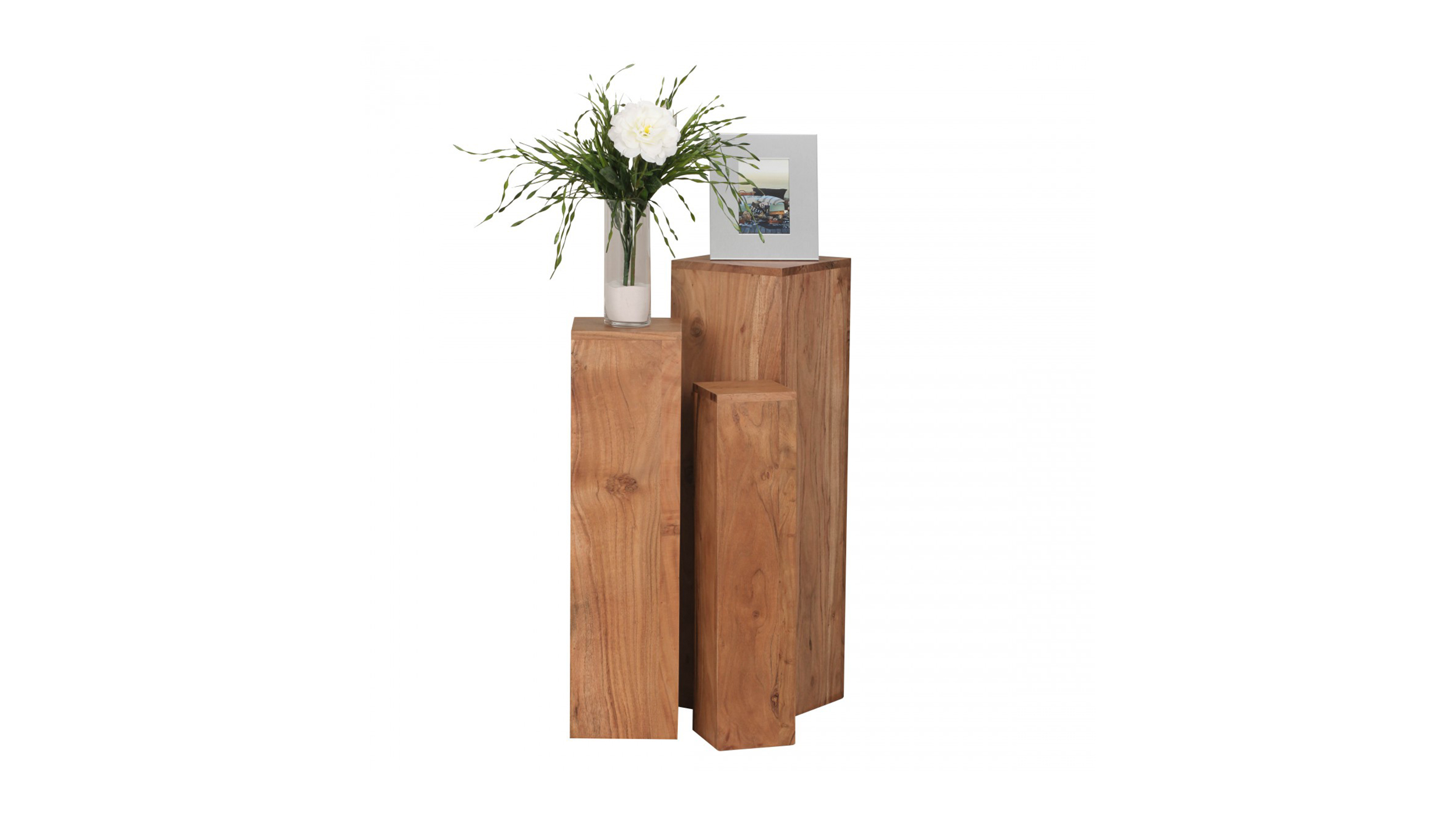 Beistelltisch 3er-Set Akazie Massivholz lackiert - 25 x 25 cm - SOFIE