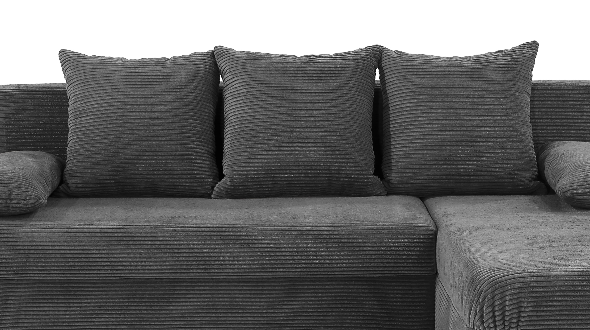 Ecksofa Cord grau Bettkasten Schlaffunktion 191 x 142 cm - POLARIS