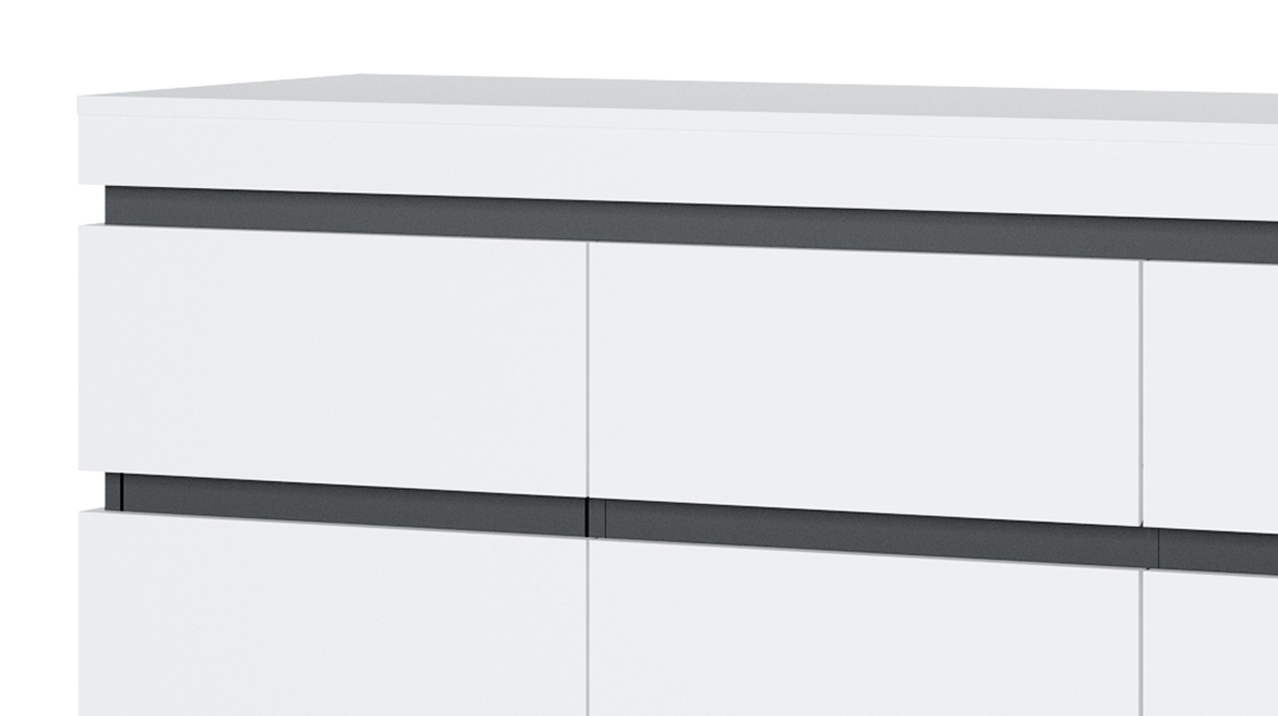 Sideboard alpinweiß - anthrazit 201 cm - CAMPANIA
