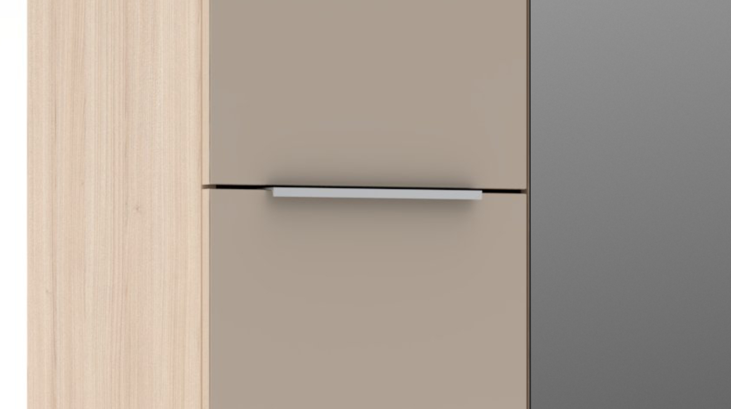 Garderobenschrank Spiegel beige Glasfront Eiche 65 cm - SANTORIN
