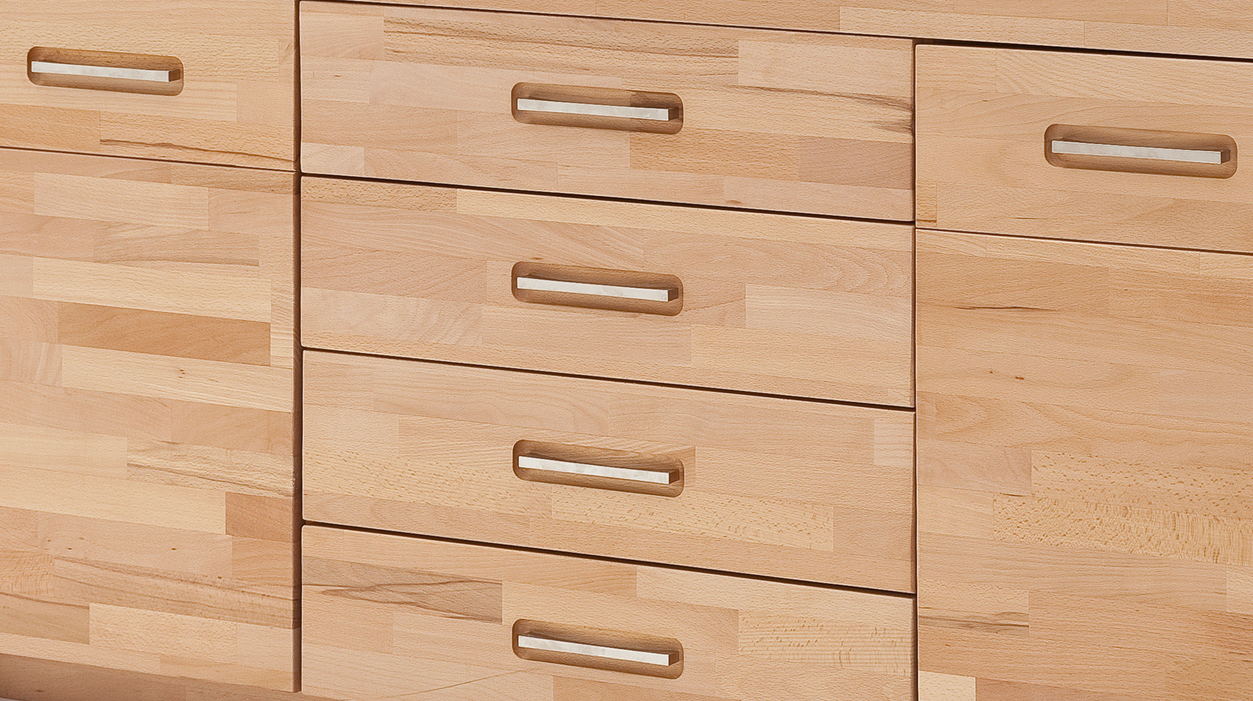 Sideboard mit 4 Schubladen Kernbuche massiv geölt 163 cm - FENJA
