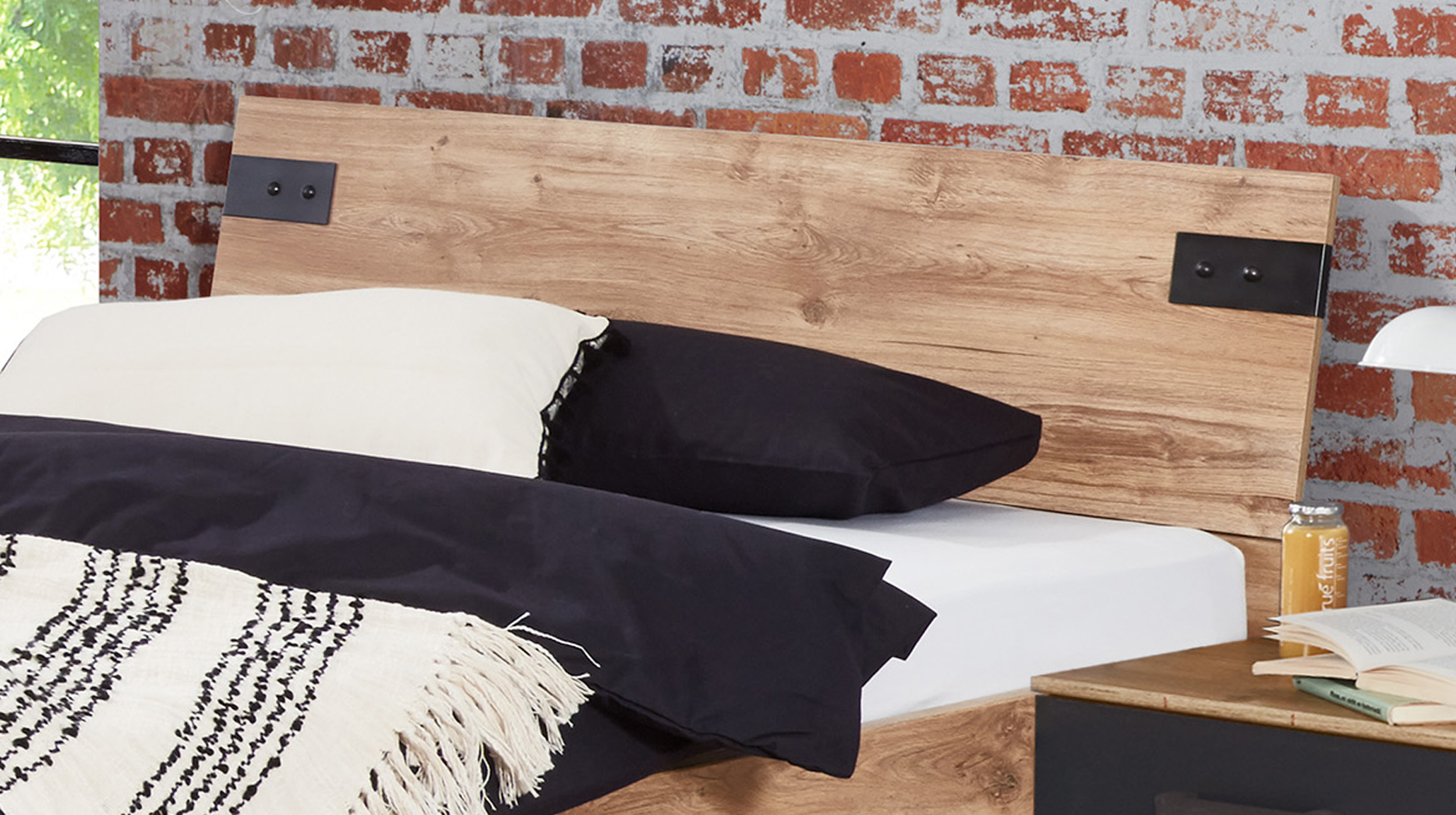 Jugendbett 140 x 200 cm Plankeneiche - graphit - LIVERPOOL