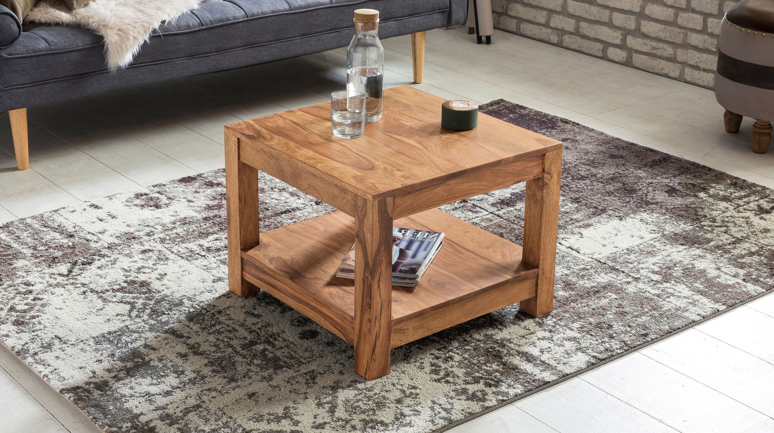 Couchtisch Akazie massiv lackiert 60 x 60 cm - METTE
