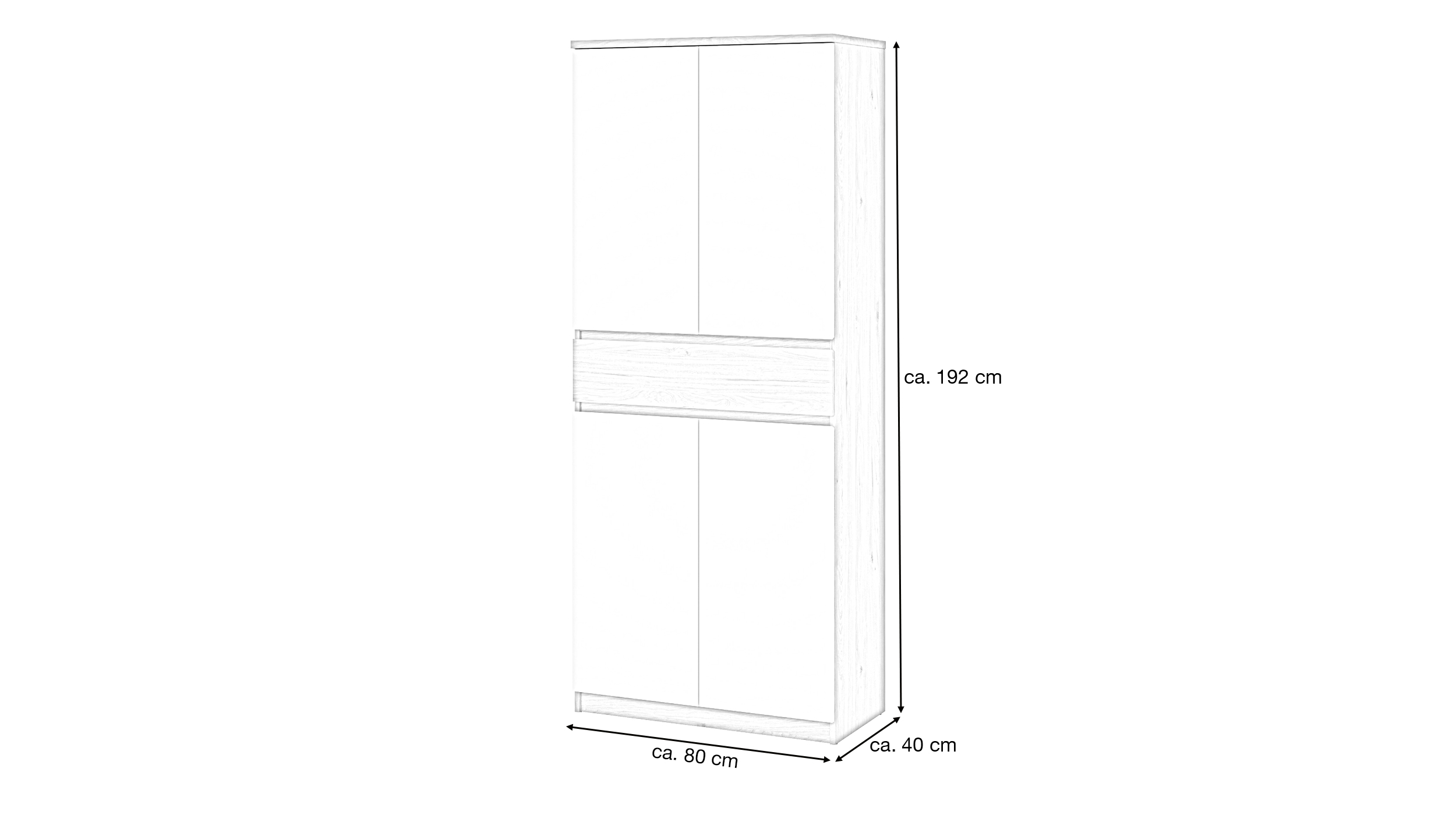 Schuhschrank Jackson Hickory weiß 80 x 192 cm - NAIA