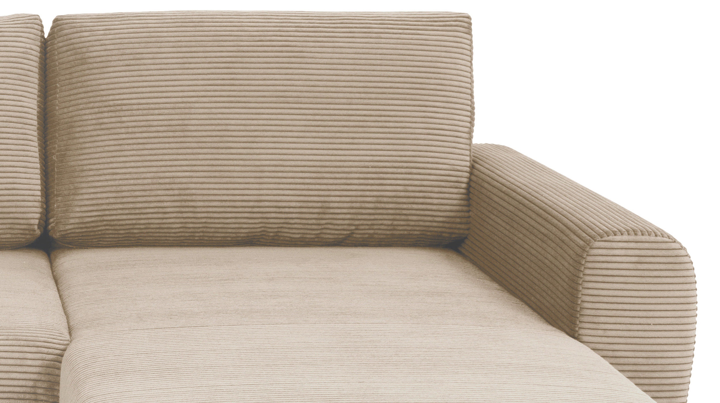 Ecksofa Schlaffunktion Bettkasten creme Cord 261 cm - RAMONA