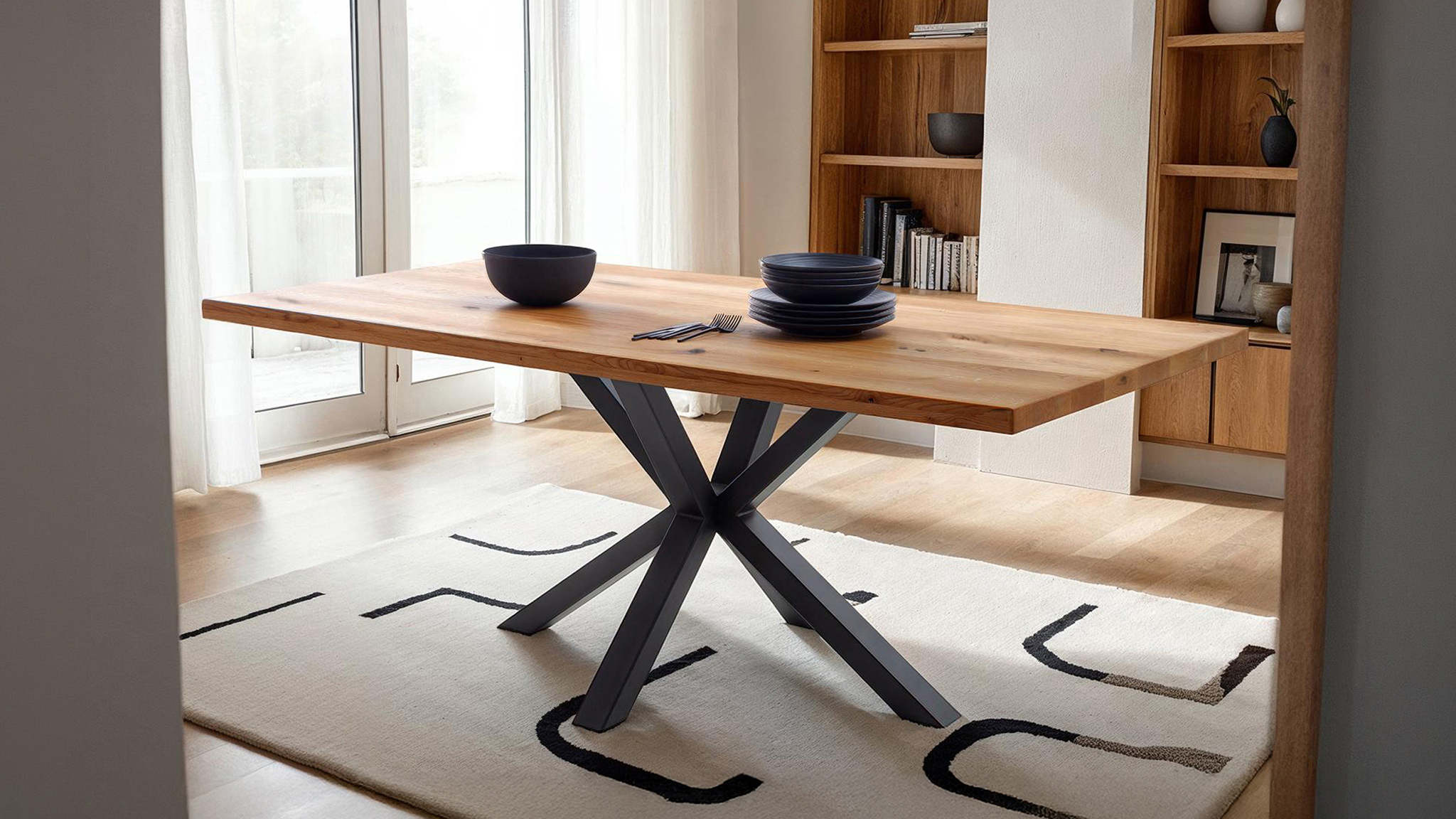Esstisch Massivholztisch 160 cm massiv Wildeiche geölt - DEBA