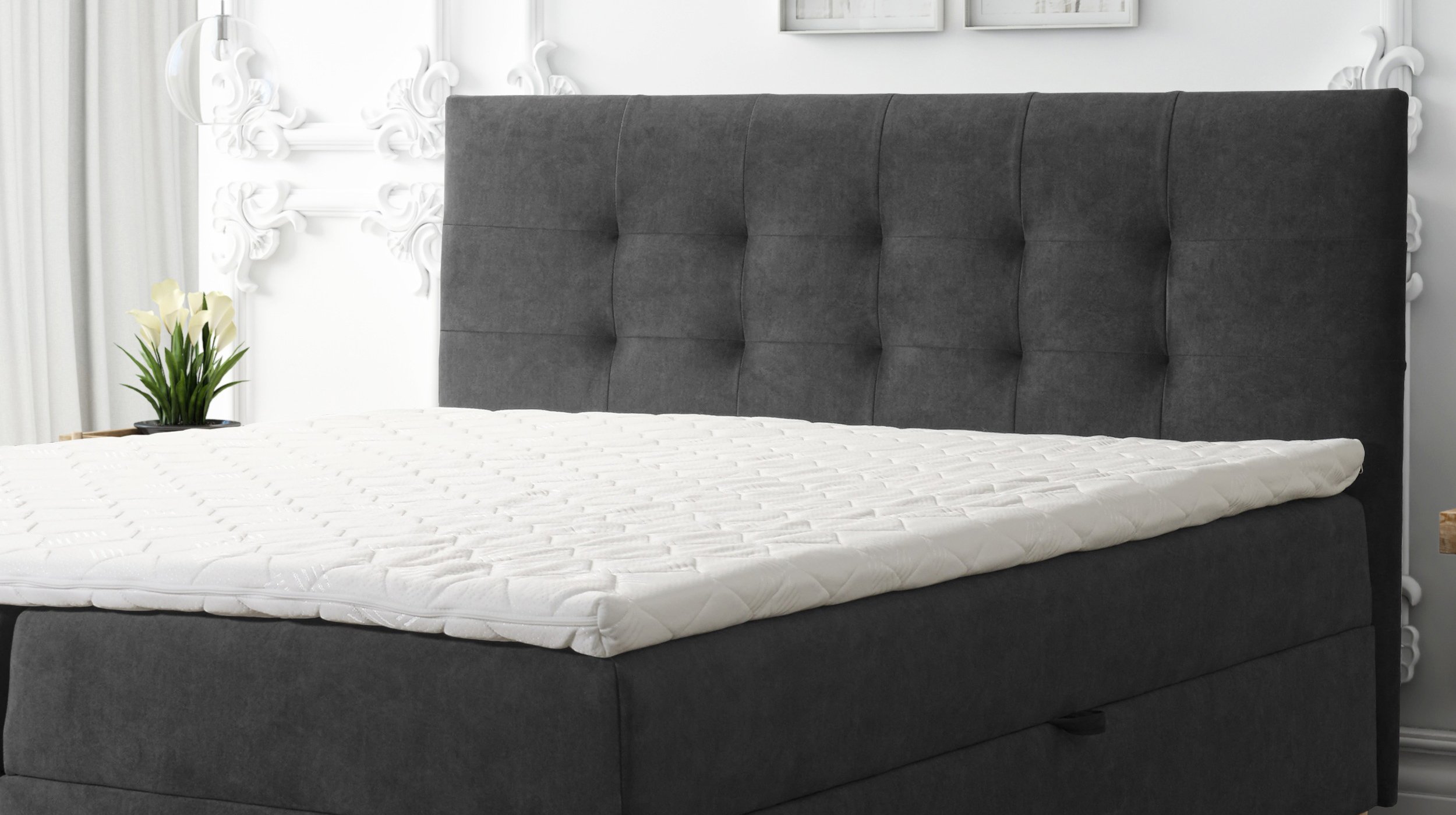 Boxbett 160 x 200 cm anthrazit Bettkasten - ADORA