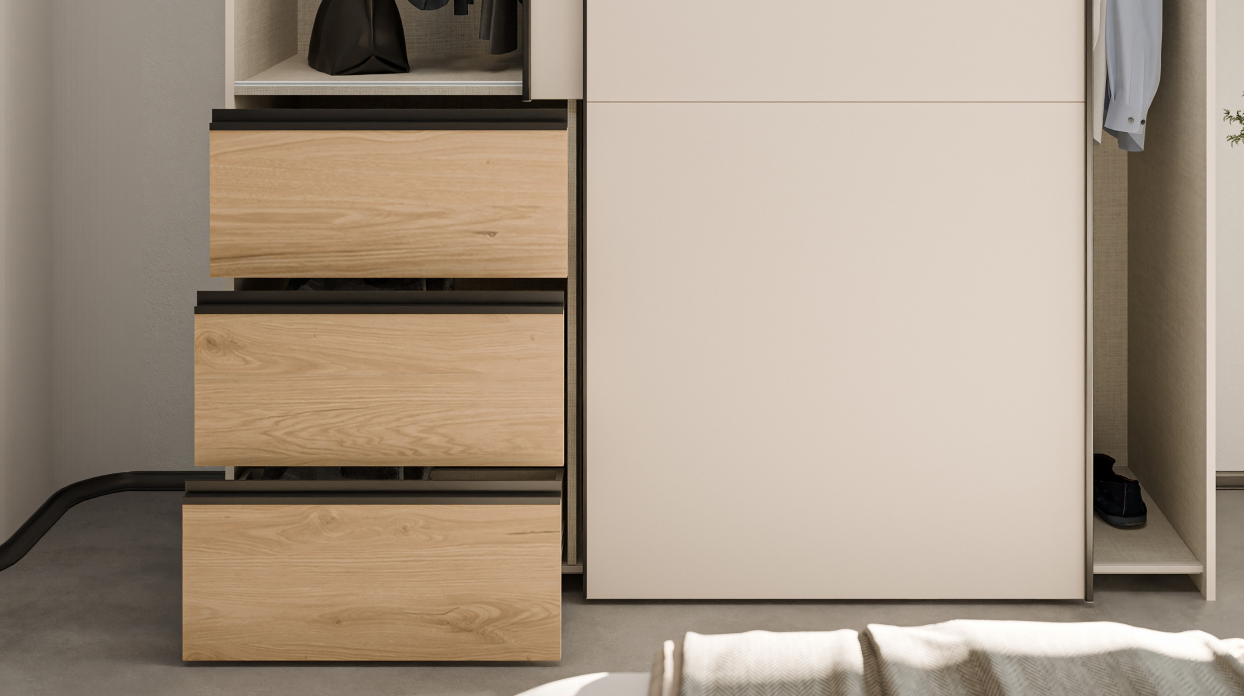 Schwebetürenschrank beige Wildeiche 170 cm 2-türig - WINN
