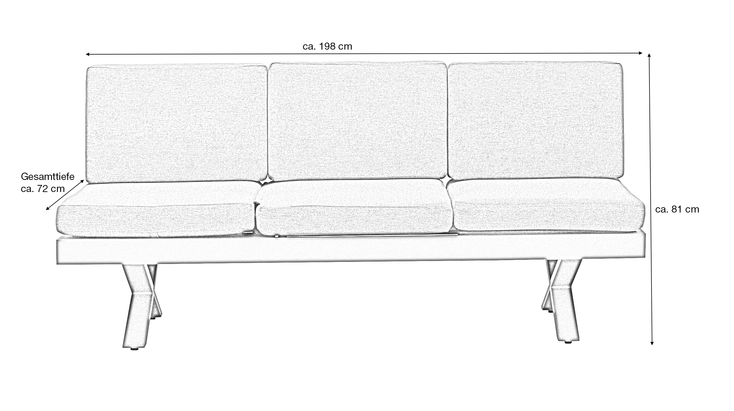 Gartenlounge grau 198 x 72 cm - rechts verstellbar - CALINA