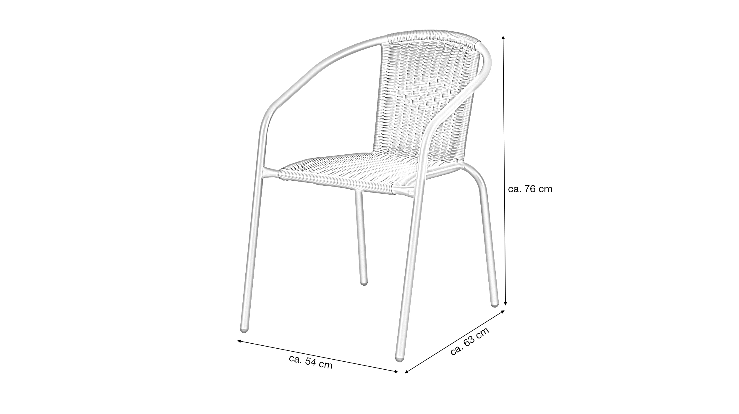 Gartenstuhl Polyrattan schwarz mit Armlehnen - ELEN