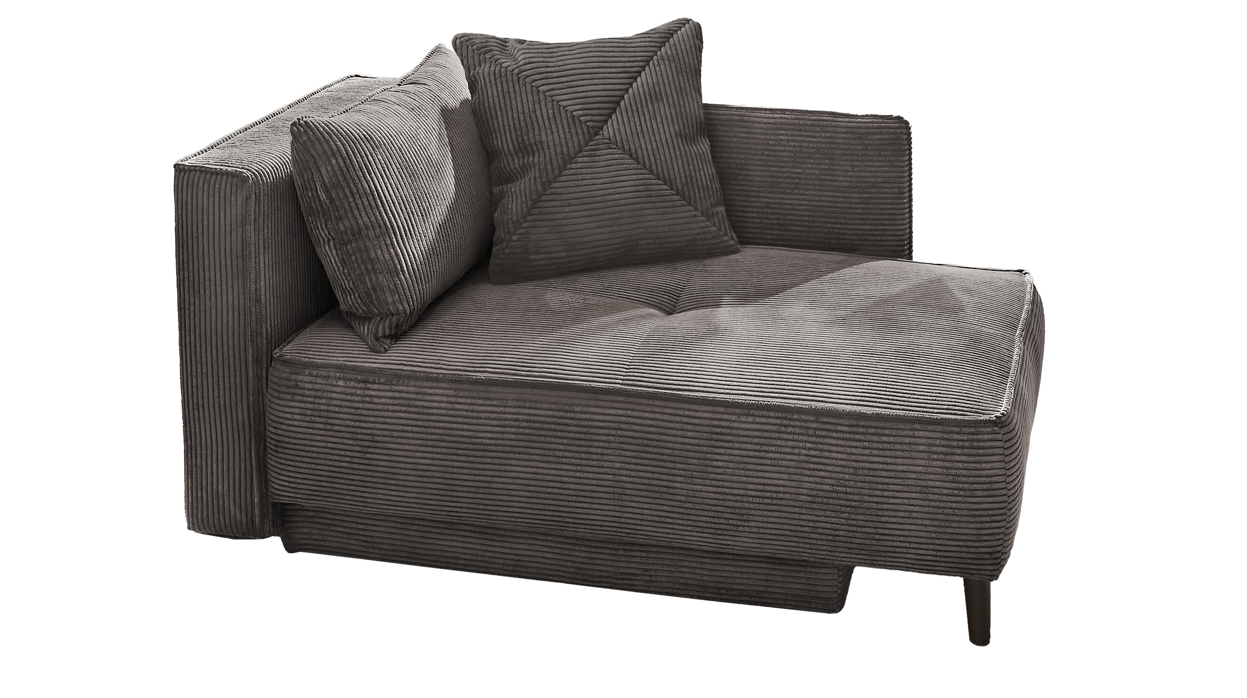 Einzelsofa Cord 155 cm Recamiere mit Schlaffunktion grau - REX