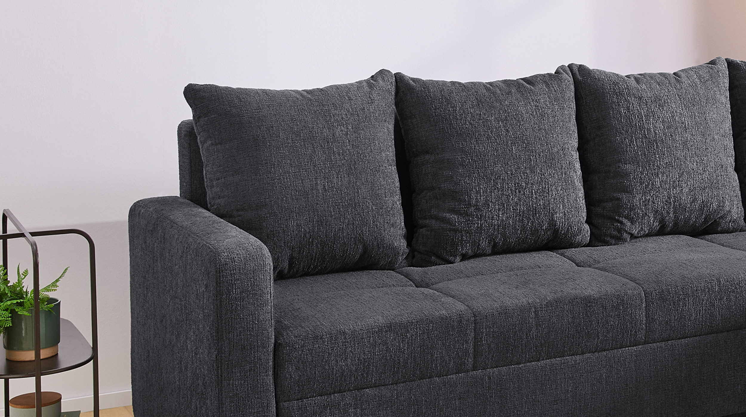 Ecksofa mit Schlaffunktion anthrazit 228 cm Bettkasten - KAPPELN