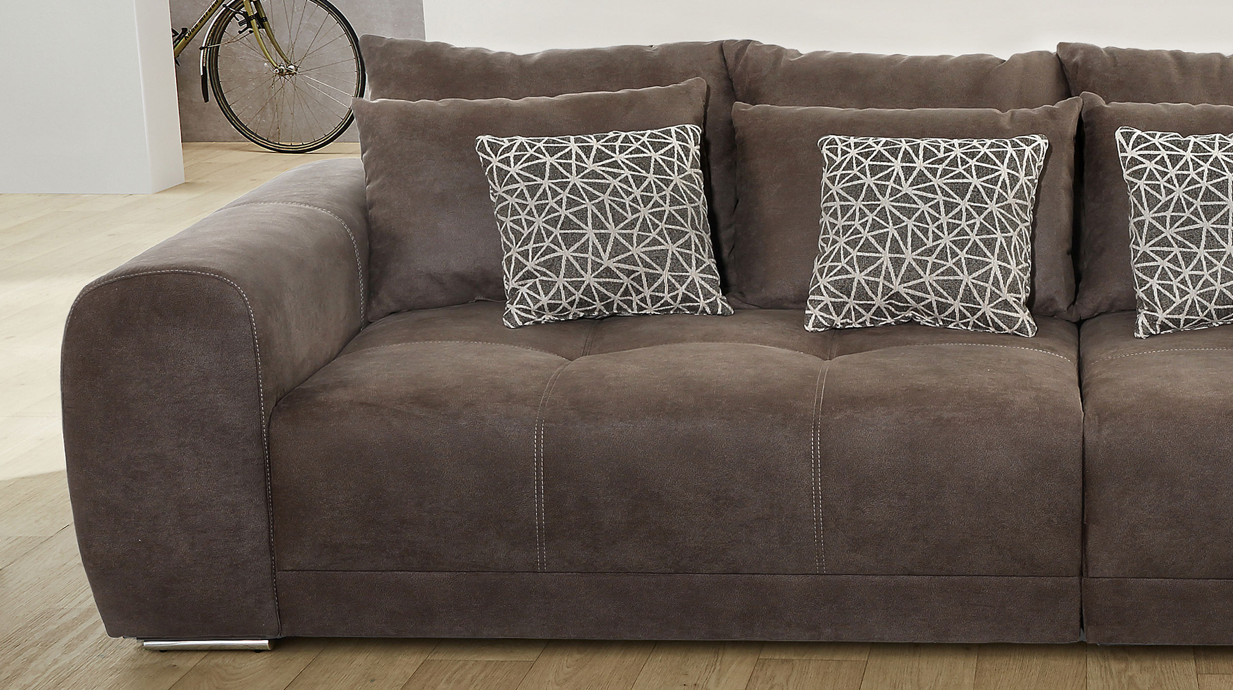 Big Sofa mit Federkern braun 306 x 134 cm - MOLDAU