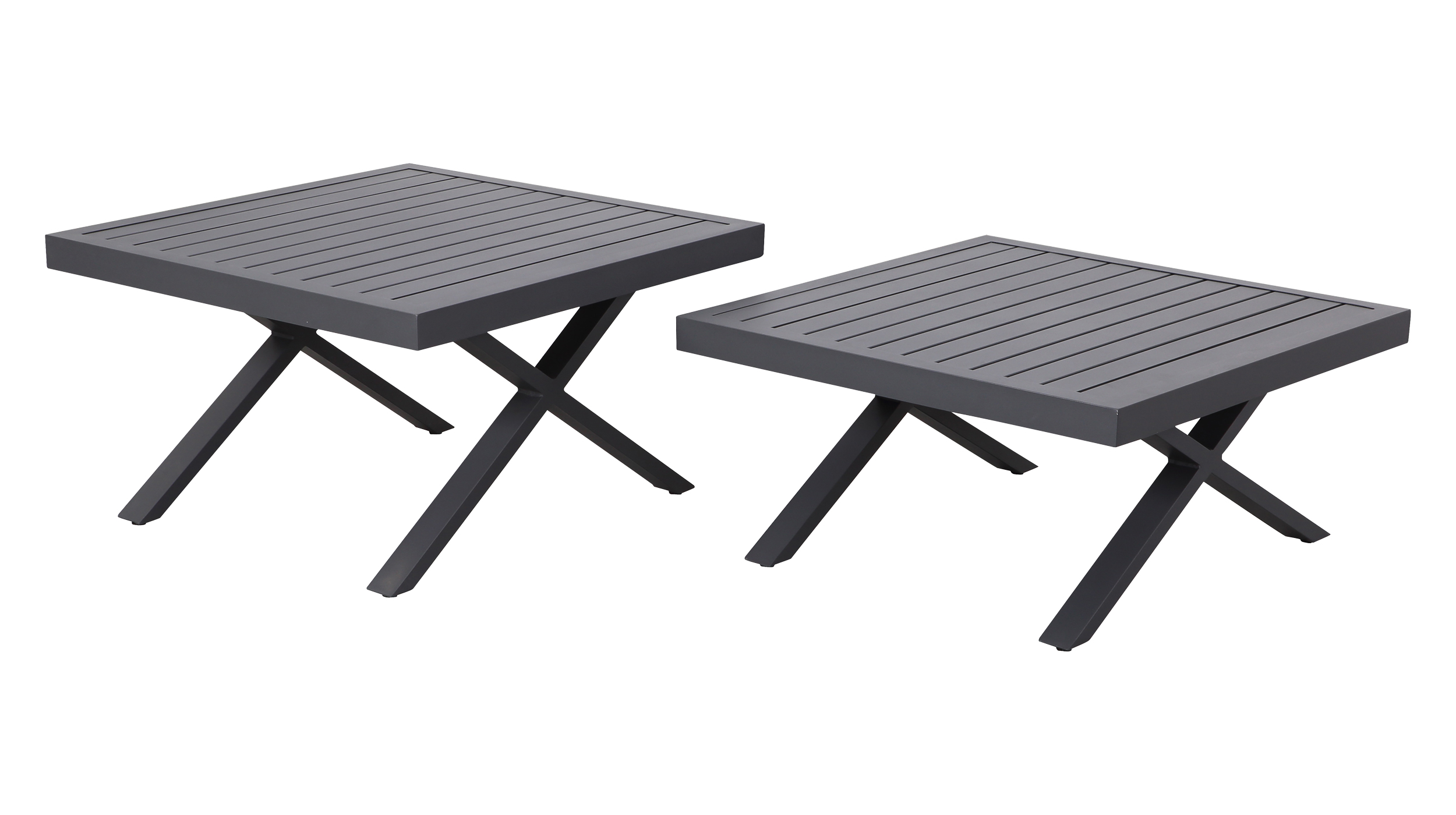 Gartentisch-Set quadratisch anthrazit 72 x 72 - 2er-Set - LUNA