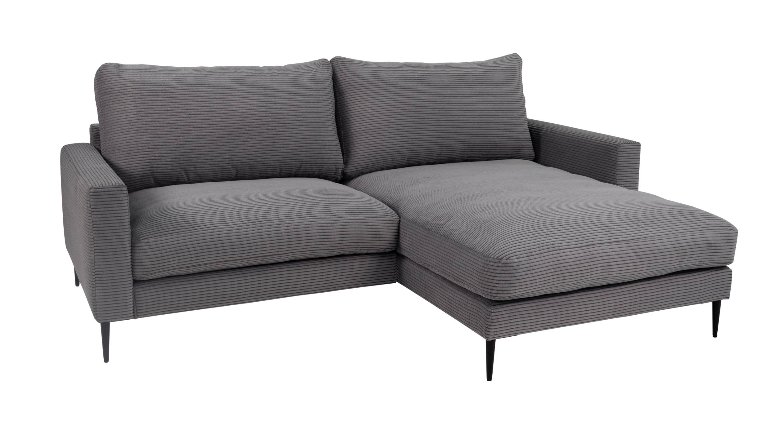 Ecksofa Cord grau 220 x 164 cm - OT rechts - NORDVIK