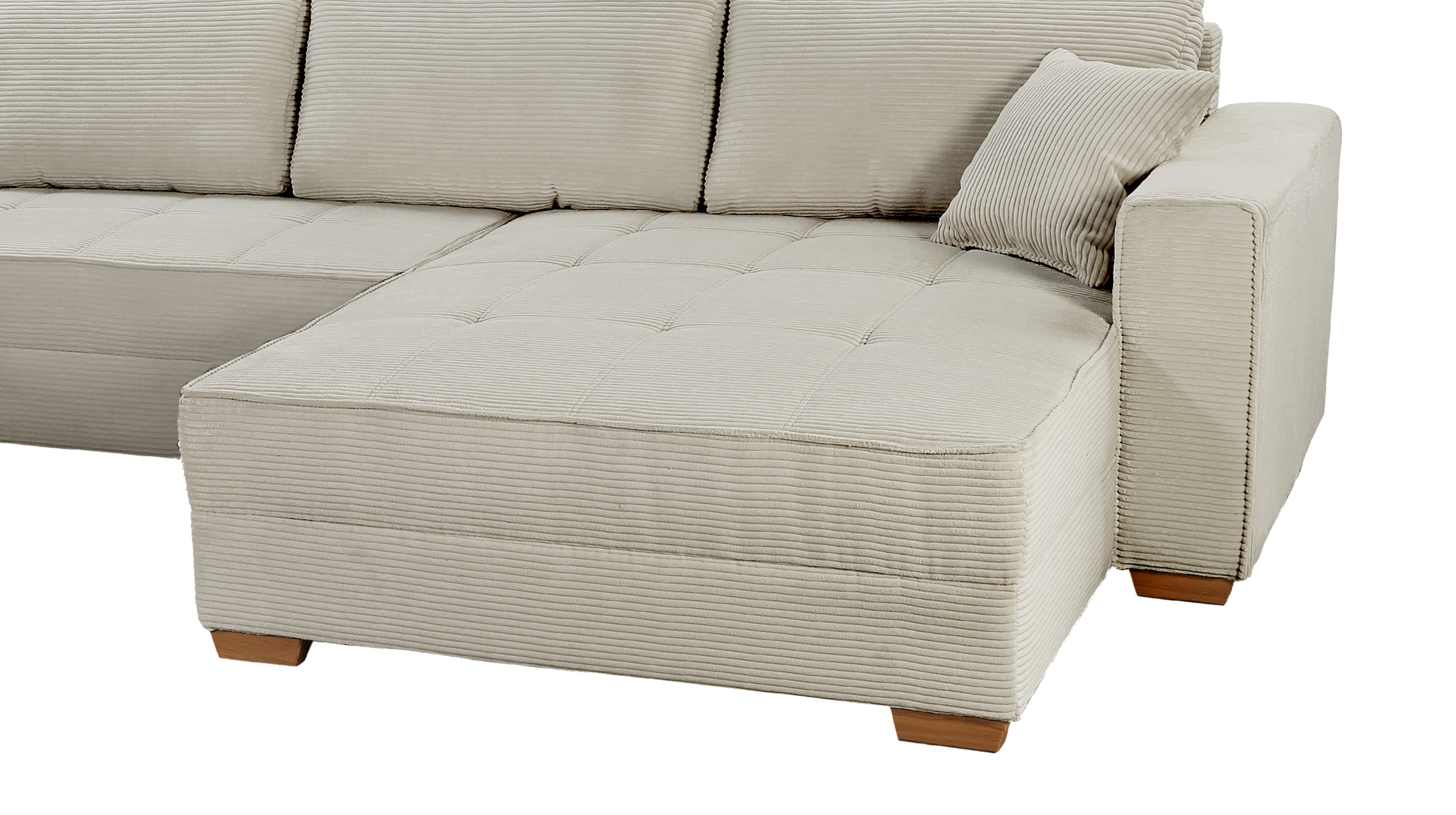 Wohnlandschaft Schlaffunktion Cord Bettkasten beige 379 cm - ALBA