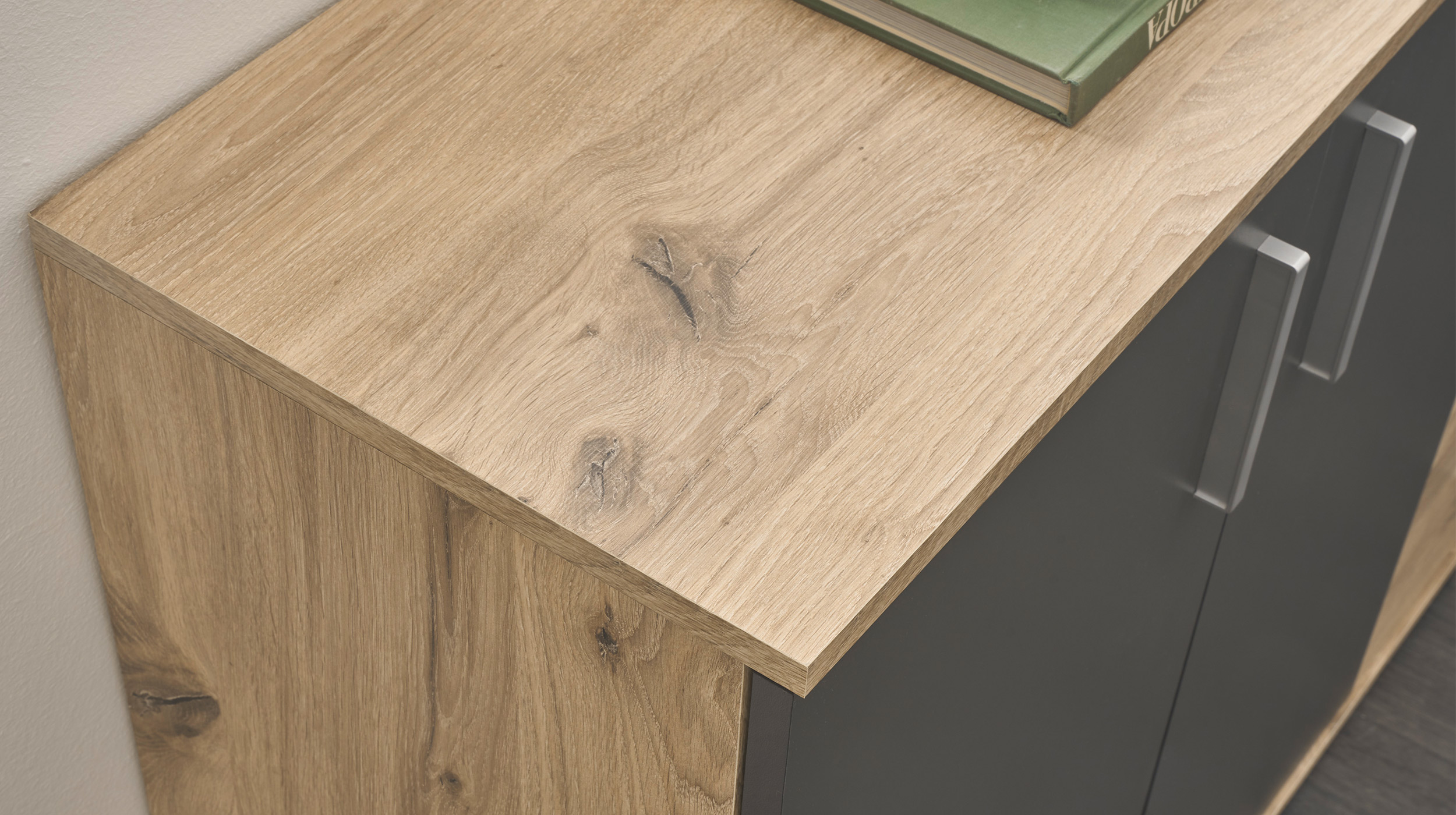Kommode Viking Oak - grau 160 x 84 cm 3-türig - BOBBY