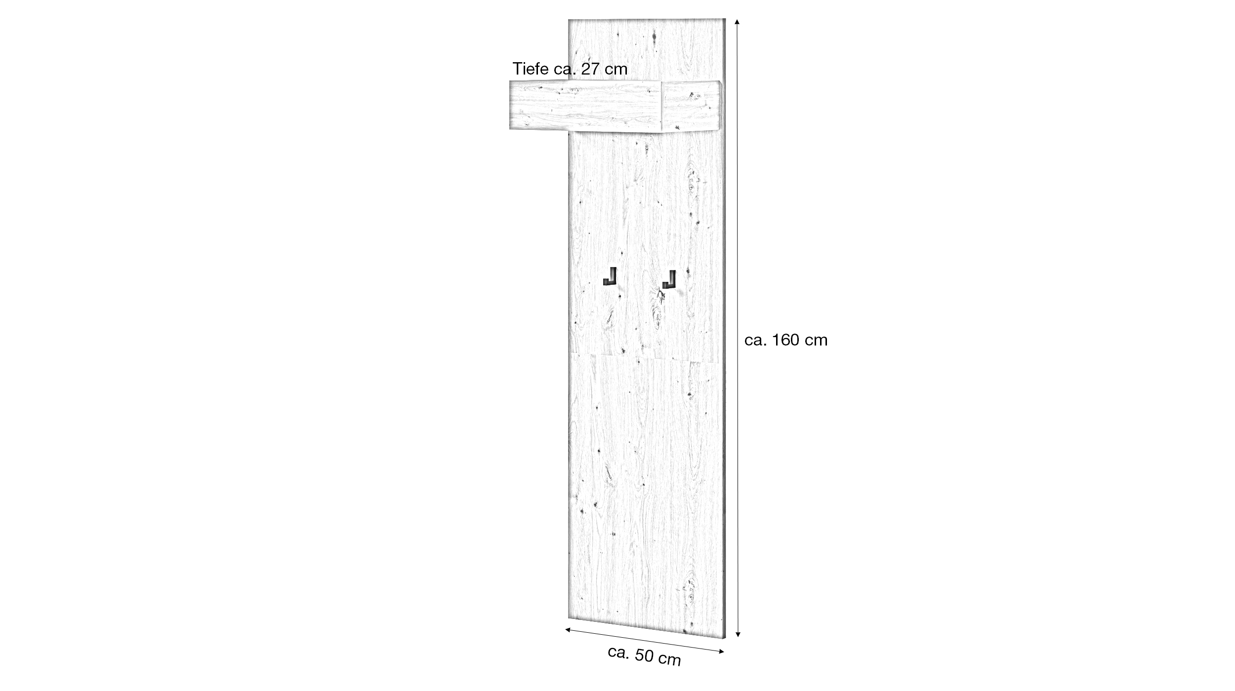 Wandgarderobe Paneele Artisan Eiche 50 cm - DRIVE