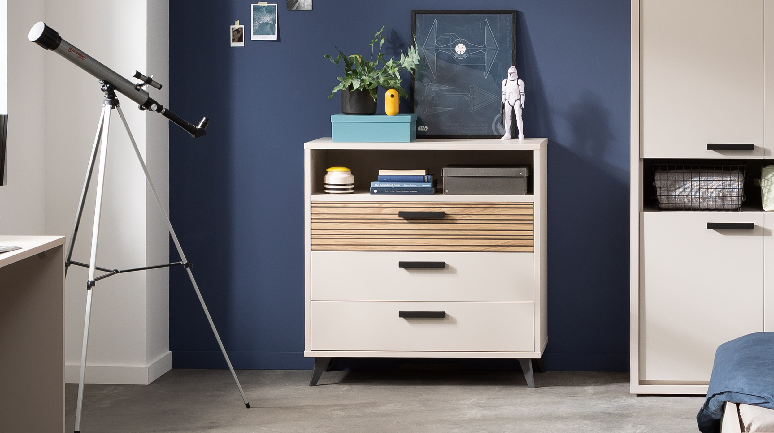 Kommode mit 3 Schubladen Eiche - beige - 92 x 45 cm - BRAVO