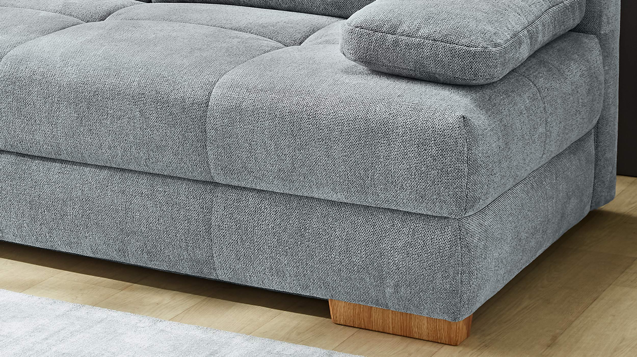 Schlafsofa Bettkasten grau Dauerschläfer Federkern 203 cm - CALLI