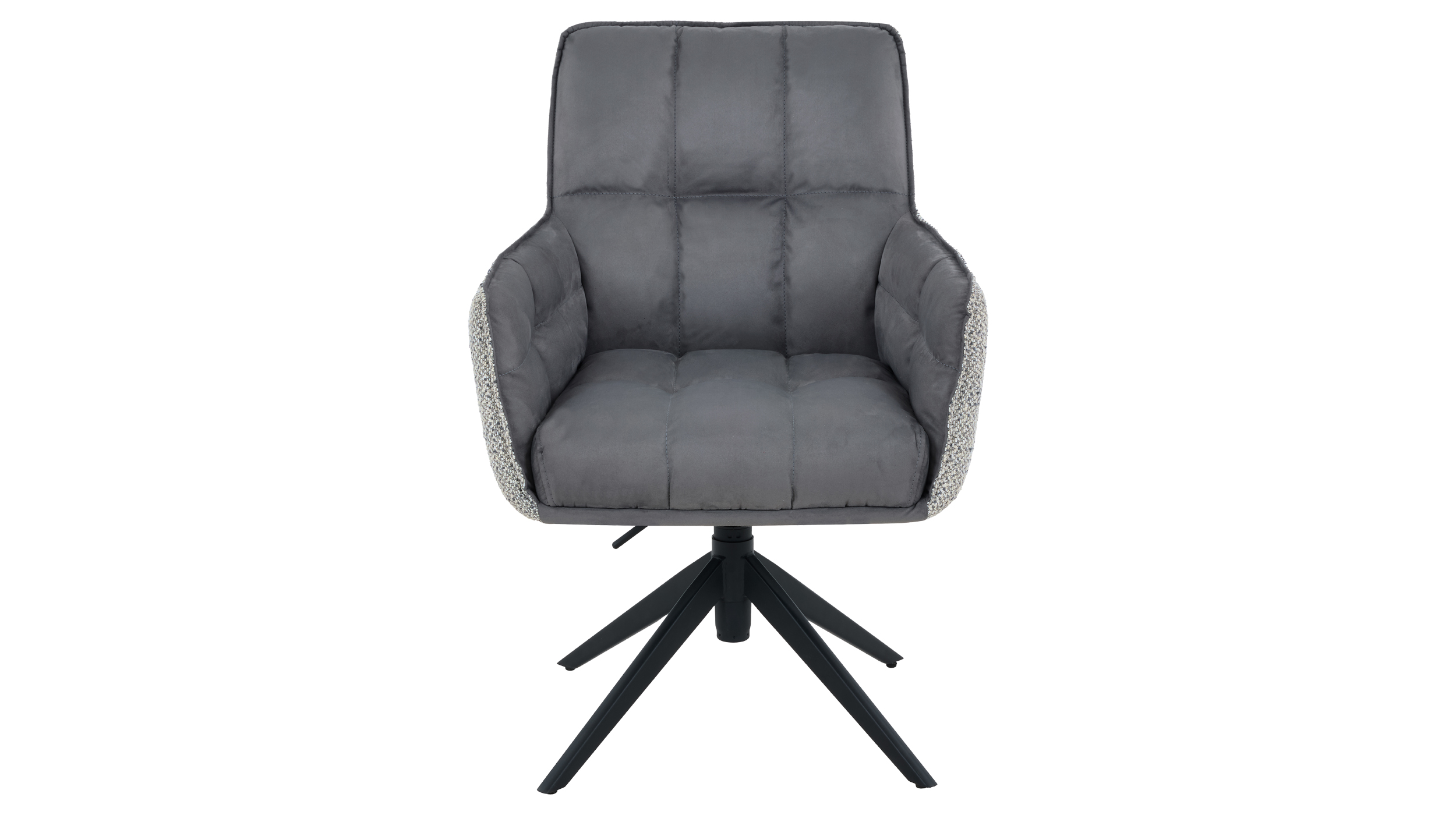 Armlehnstuhl grau Drehstuhl Alcantara-Leder Webstoff - POMBA