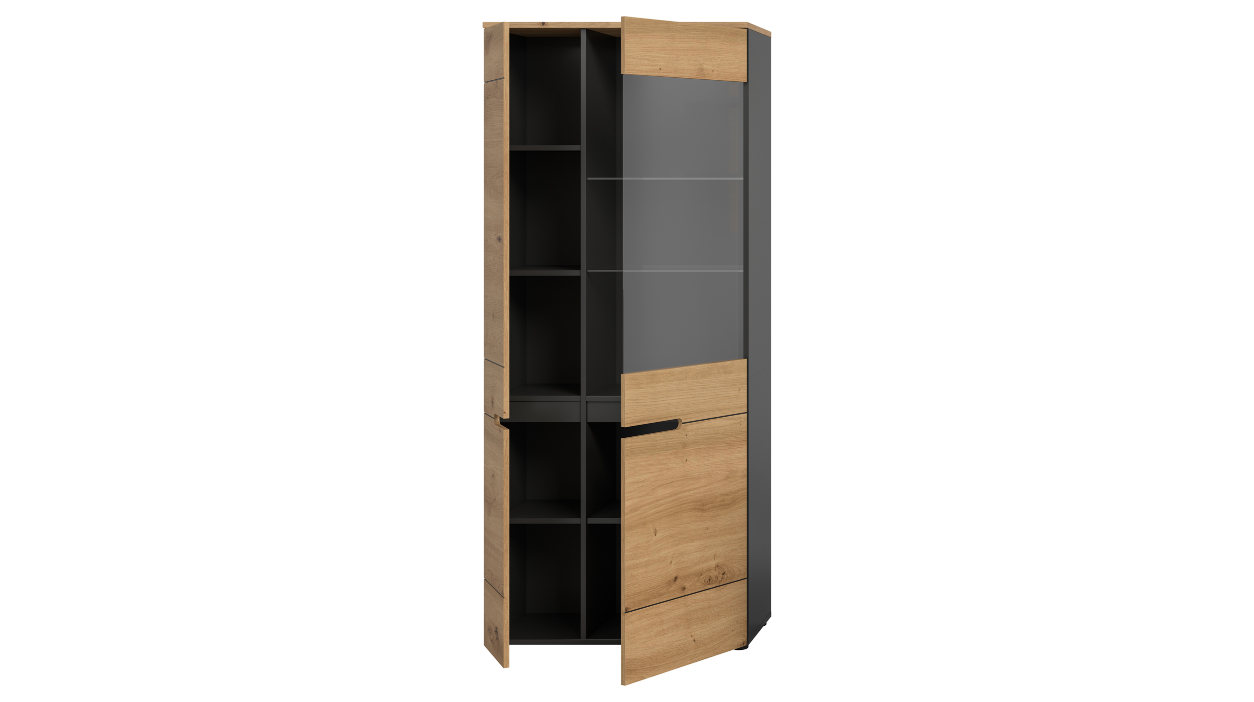 Vitrine mit Glastür Artisan Eiche Breite 80 cm - CANU