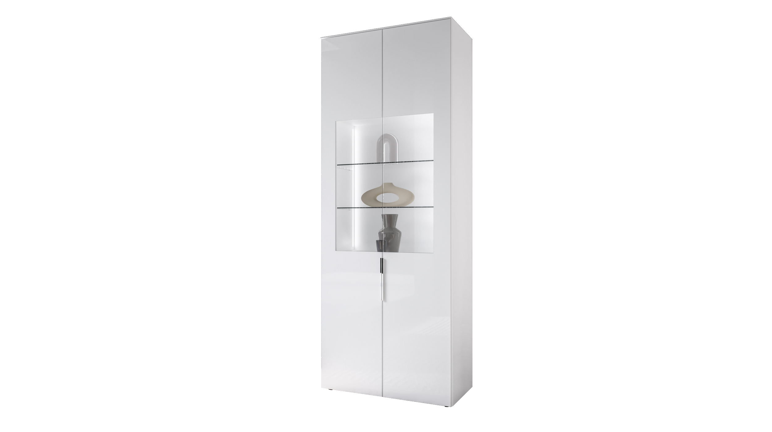 Vitrine mit Beleuchtung weiß - Glasfront - Breite 75 cm - SANTORIN