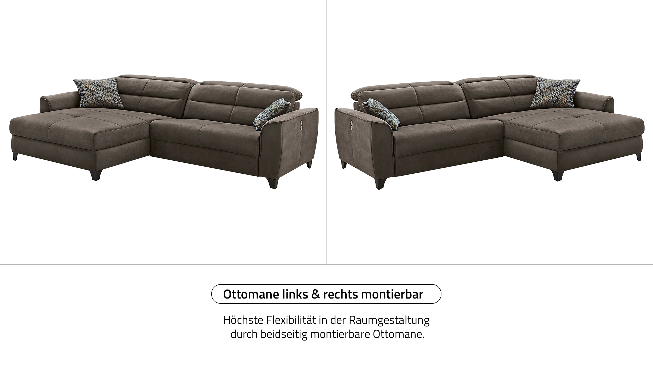 Ecksofa mit Relaxfunktion braun 289 x 184 cm - DOUBLE-ONE