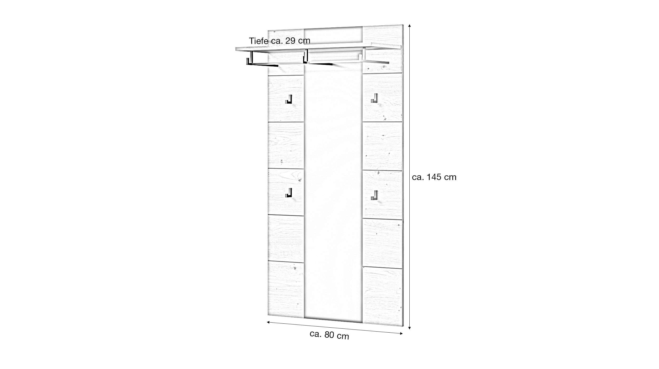 Wandgarderobe Paneel anthrazit Artisan Eiche 80 cm - CANU