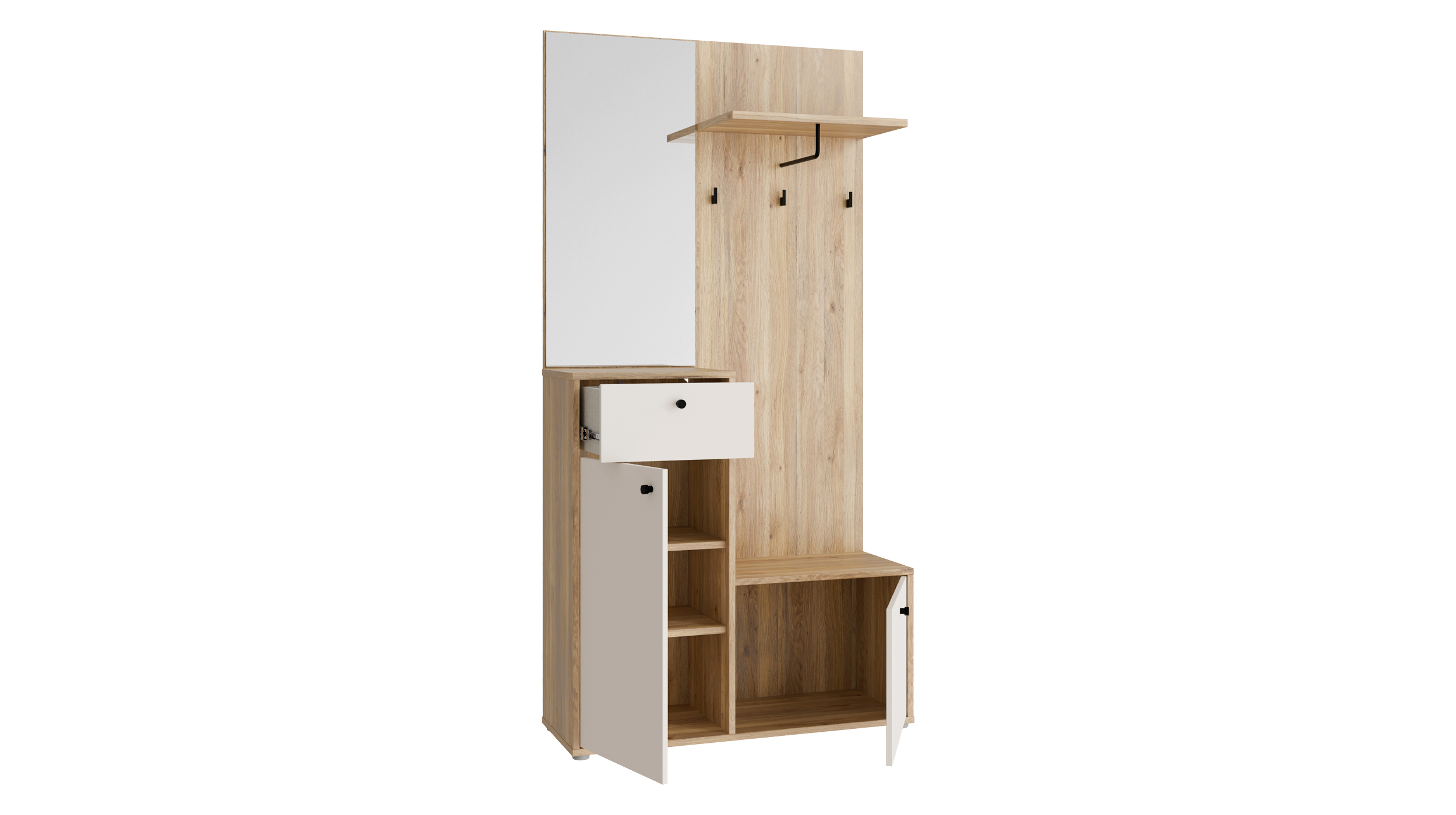 Garderoben-Set 4-teilig Artisan Eiche weiß - 96 cm - KENDRAY