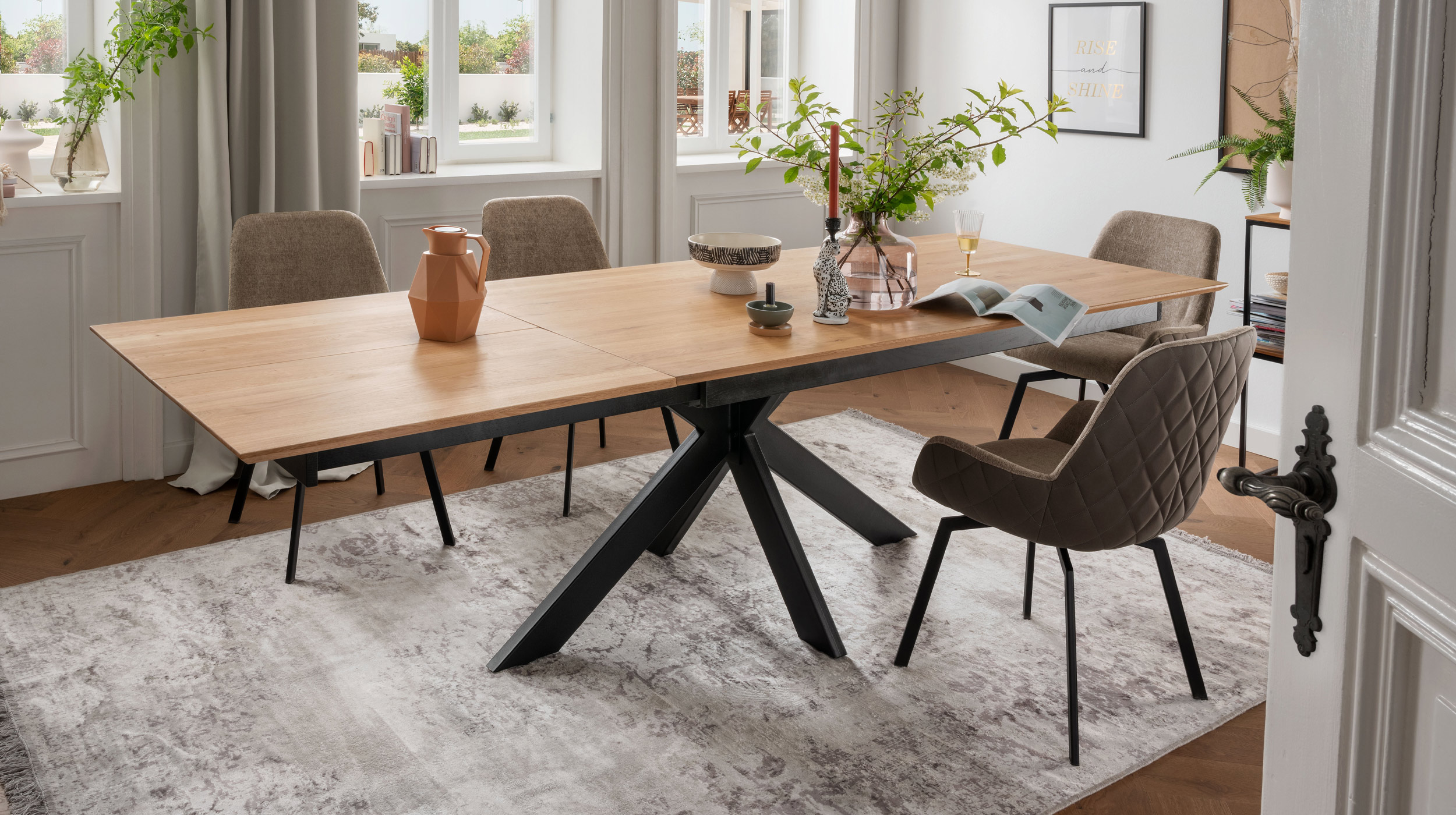 Esstisch Massivholztisch 200 cm Wildeiche ausziehbar - RICARDO