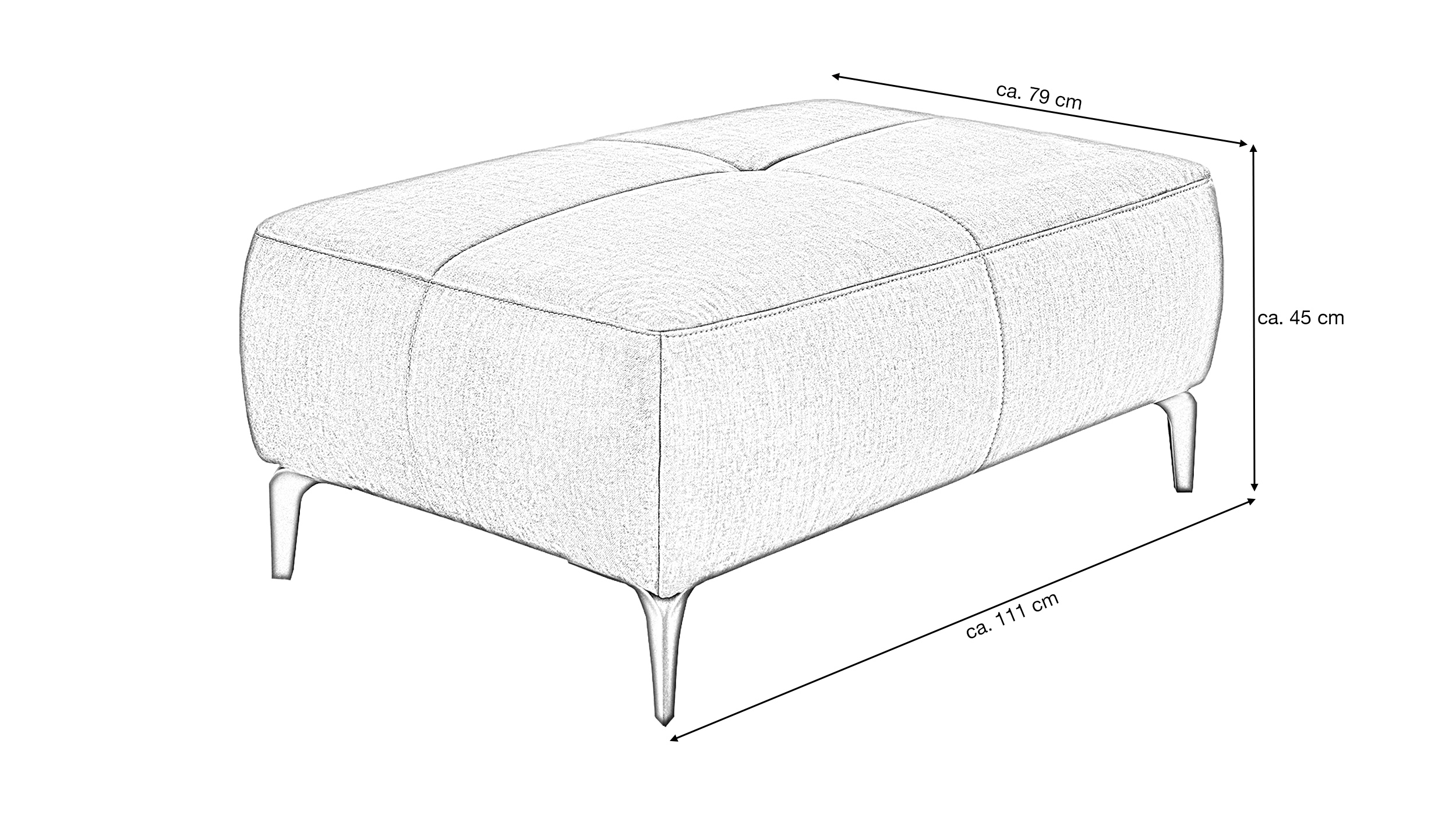 Hocker Sitzhocker 79 x 111 cm blau Veloursbezug - SALO